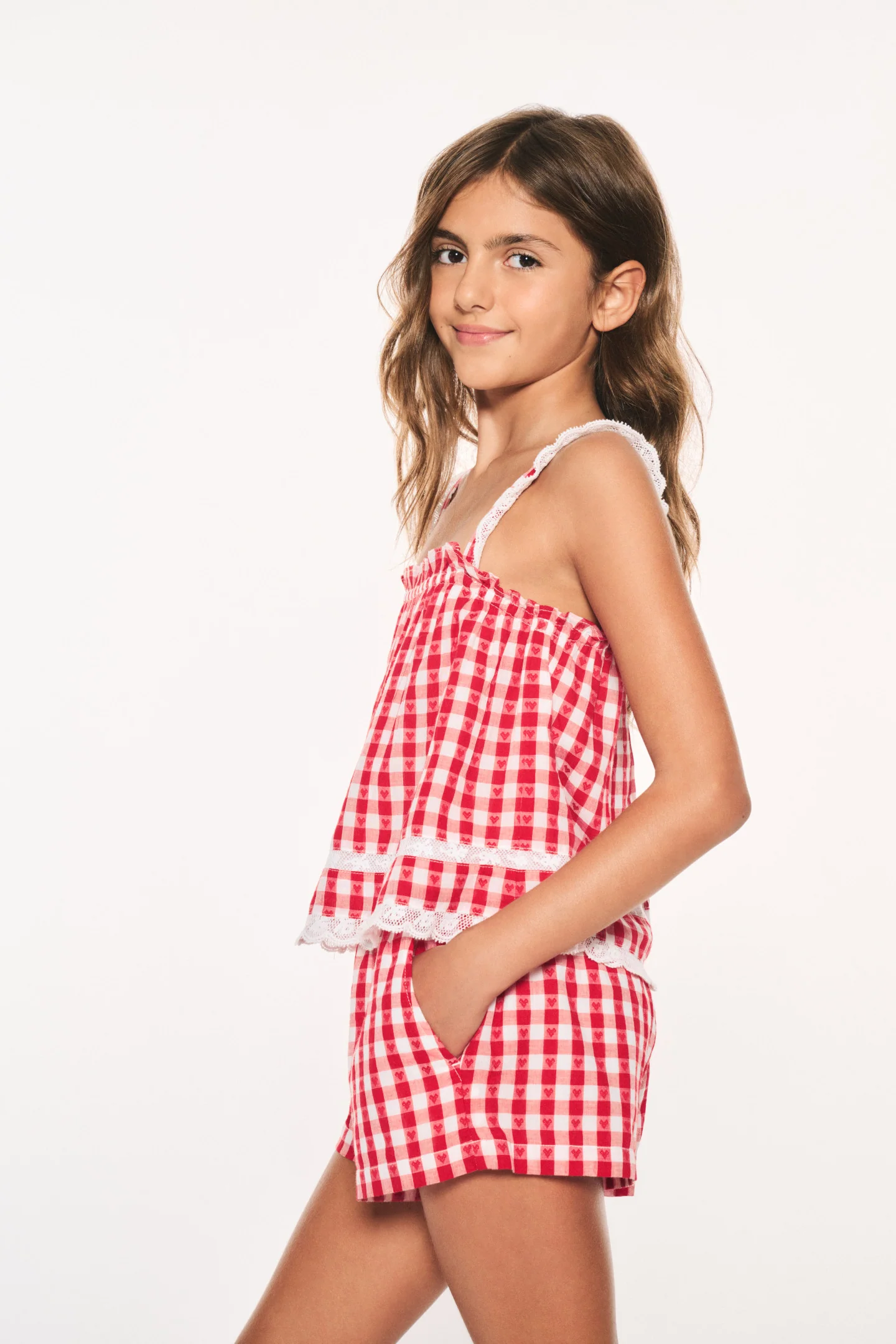 Girls Fiorella Cotton Gingham Top - Image 3