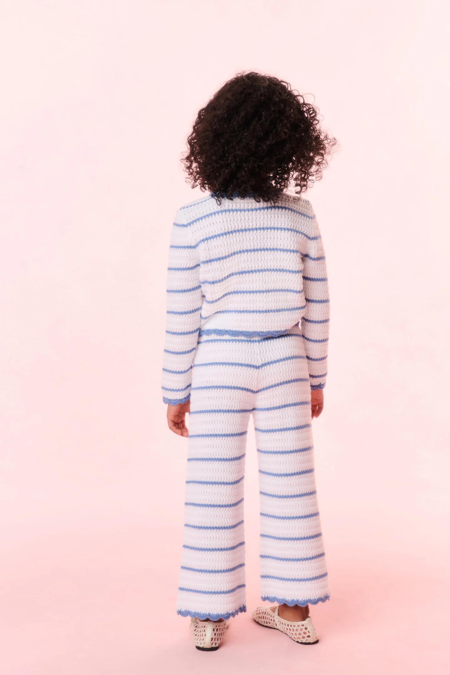 Girls Floraine Striped Crochet Cardigan - Image 4