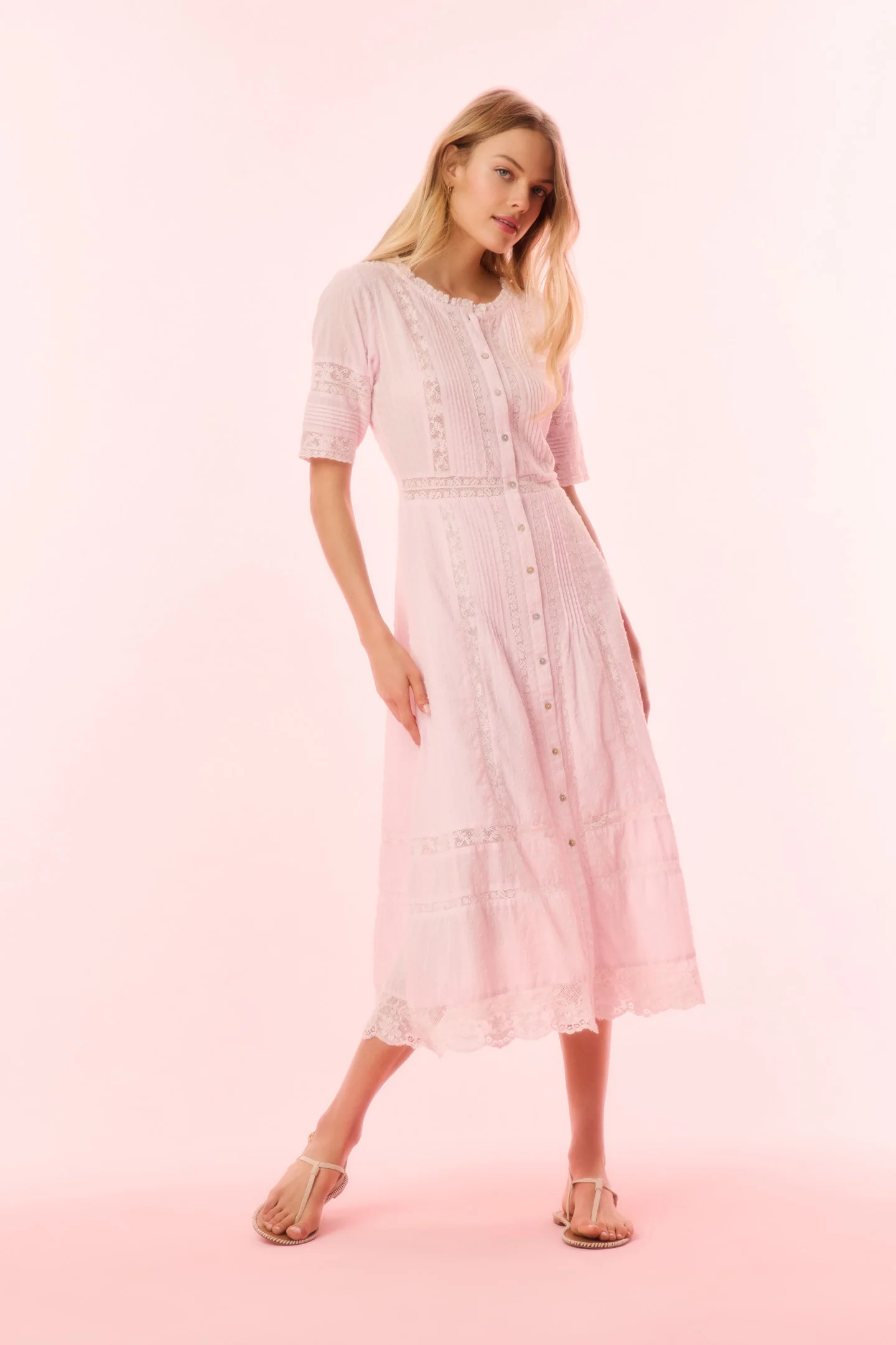 Francilla Cotton Midi Dress - BALLERINA PINK - Image 3