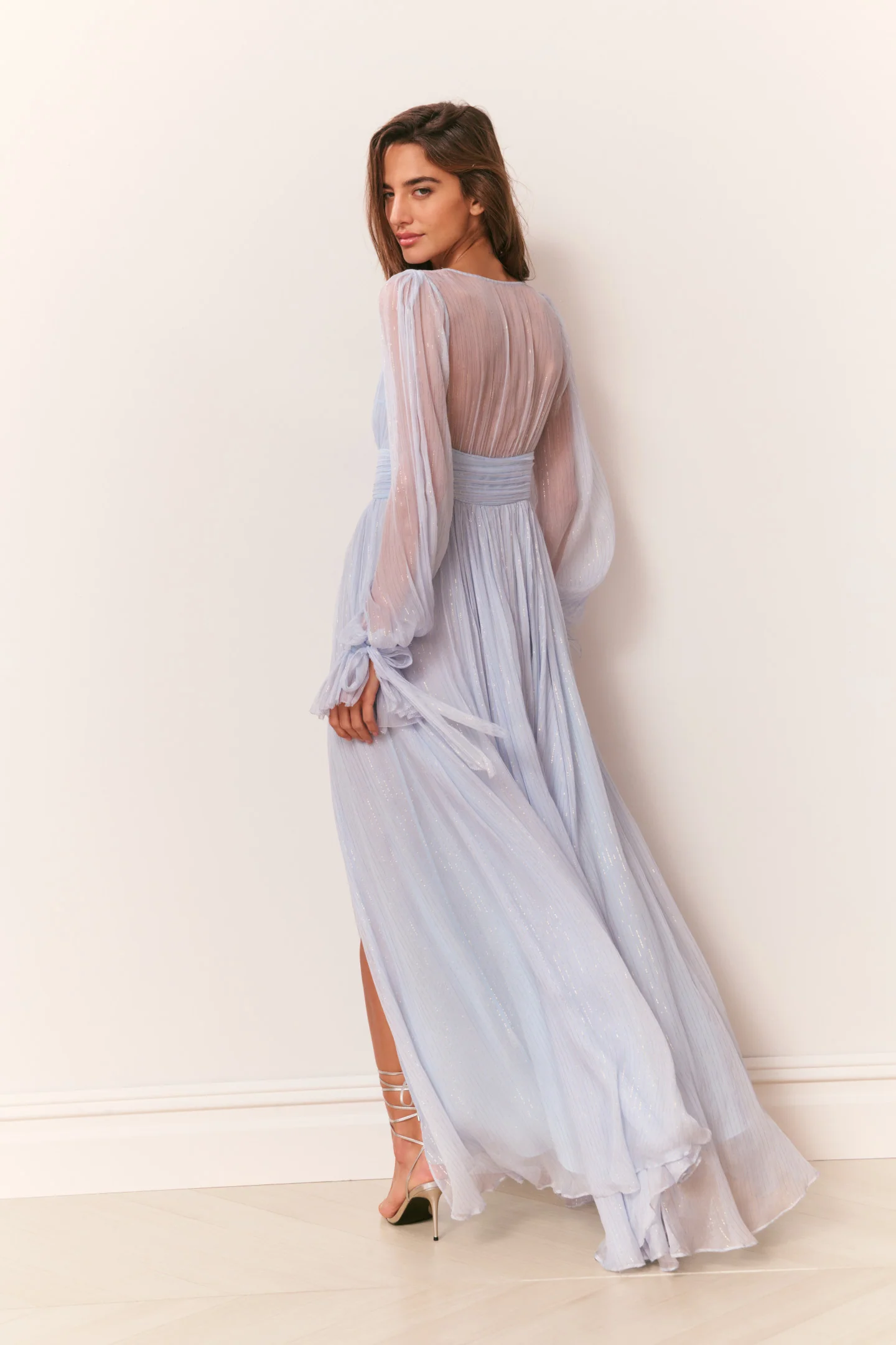 Galatea Metallic Silk Chiffon Maxi Dress - Image 5