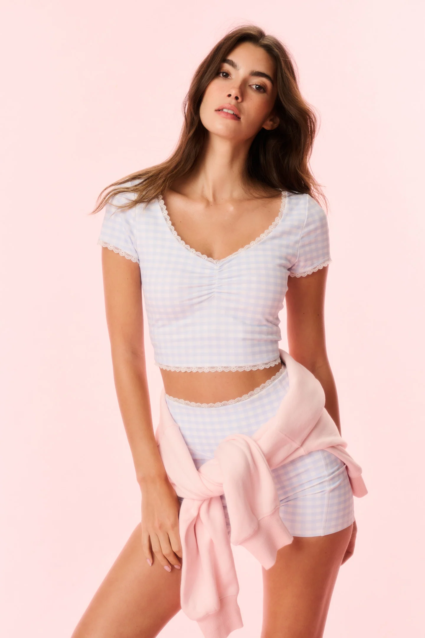 Gia Gingham Print Biker Short - Image 5