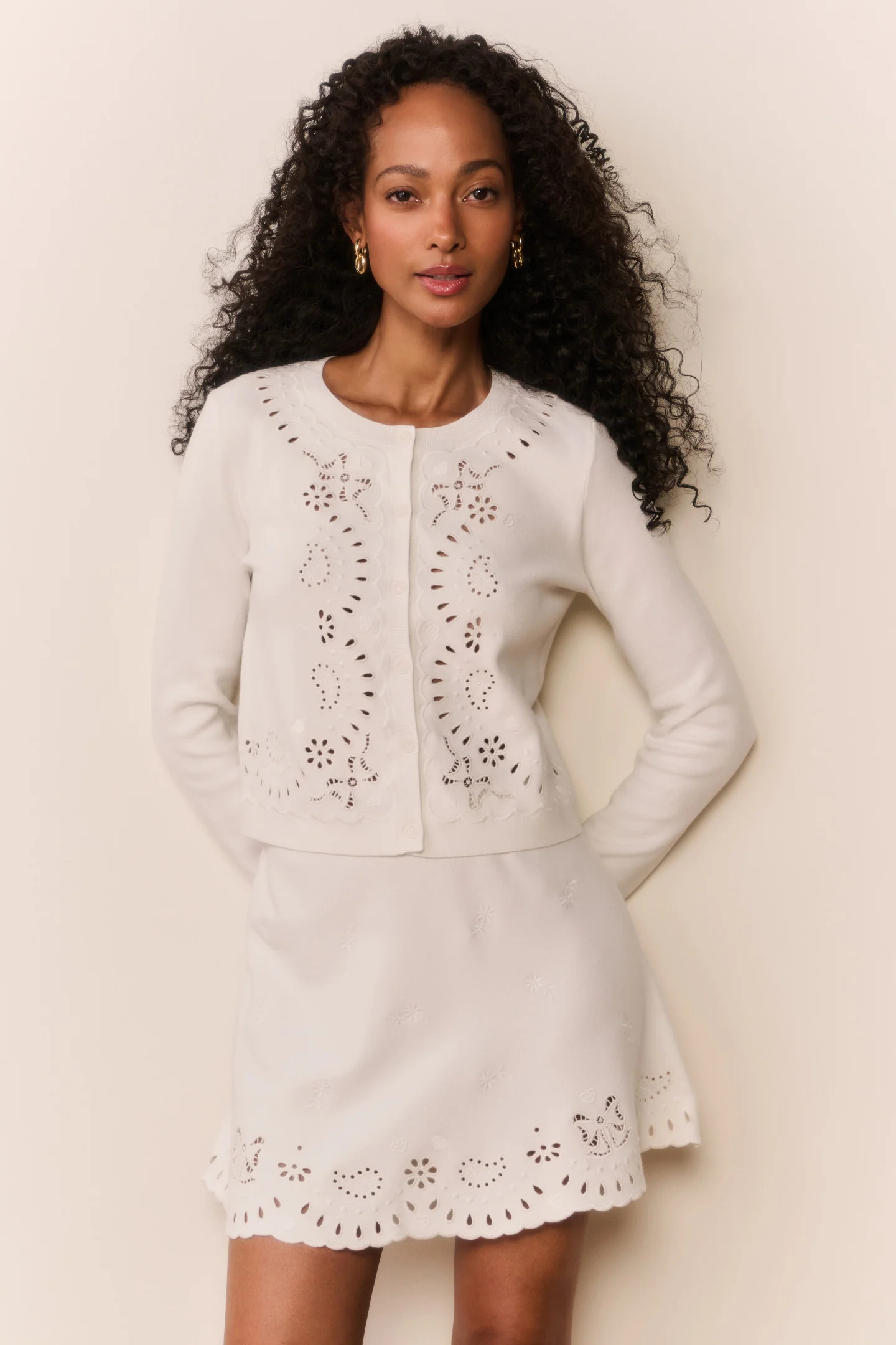 Glindy Knit Bandana Eyelet Mini Skirt - Image 3