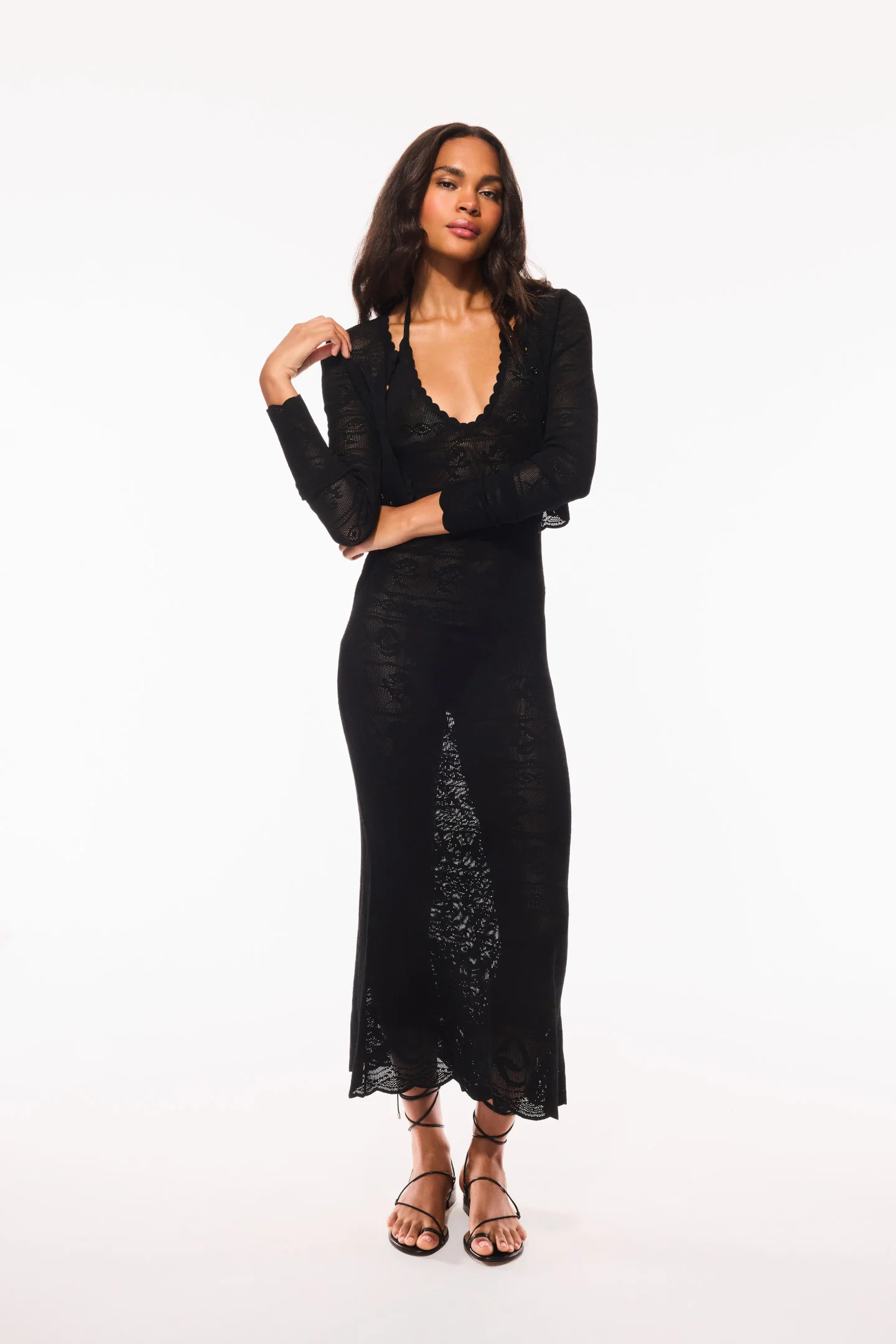 Gretta Knit Bow Cardigan - BLACK - Image 4