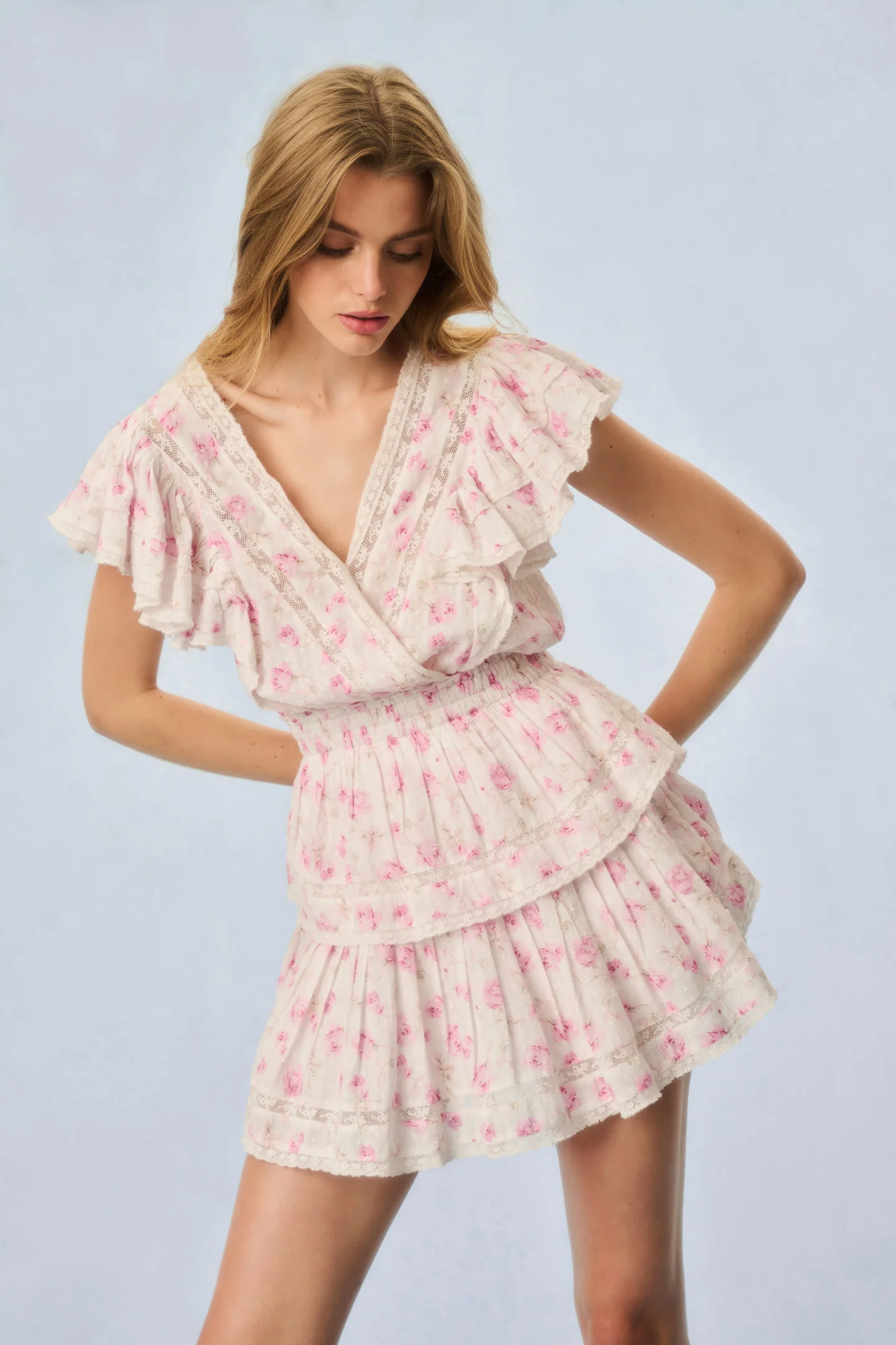 Gwen Fragrance Print Cotton Mini Dress - STERLING DUSK - Image 3