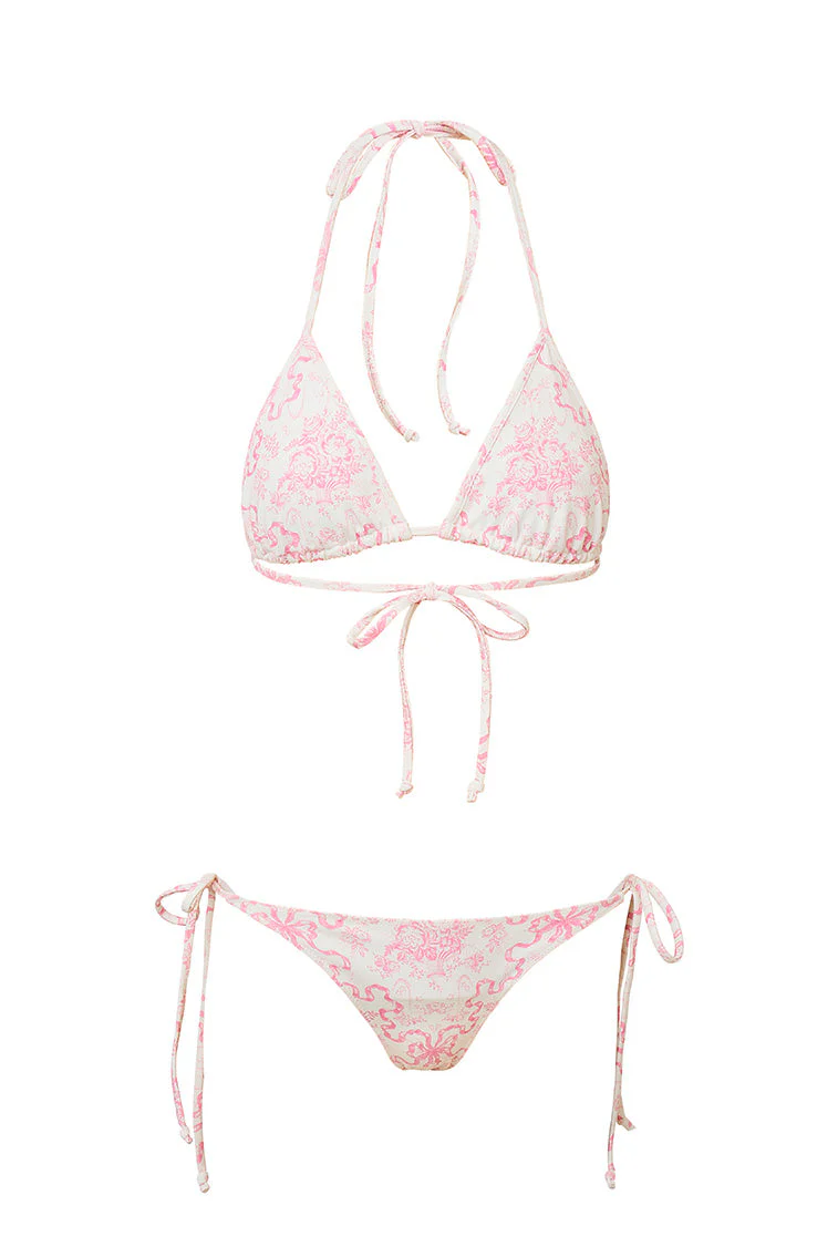 Harbor Bow Print Triangle Bikini Swim Set-BUBBLEGUM BLAST - Image 4