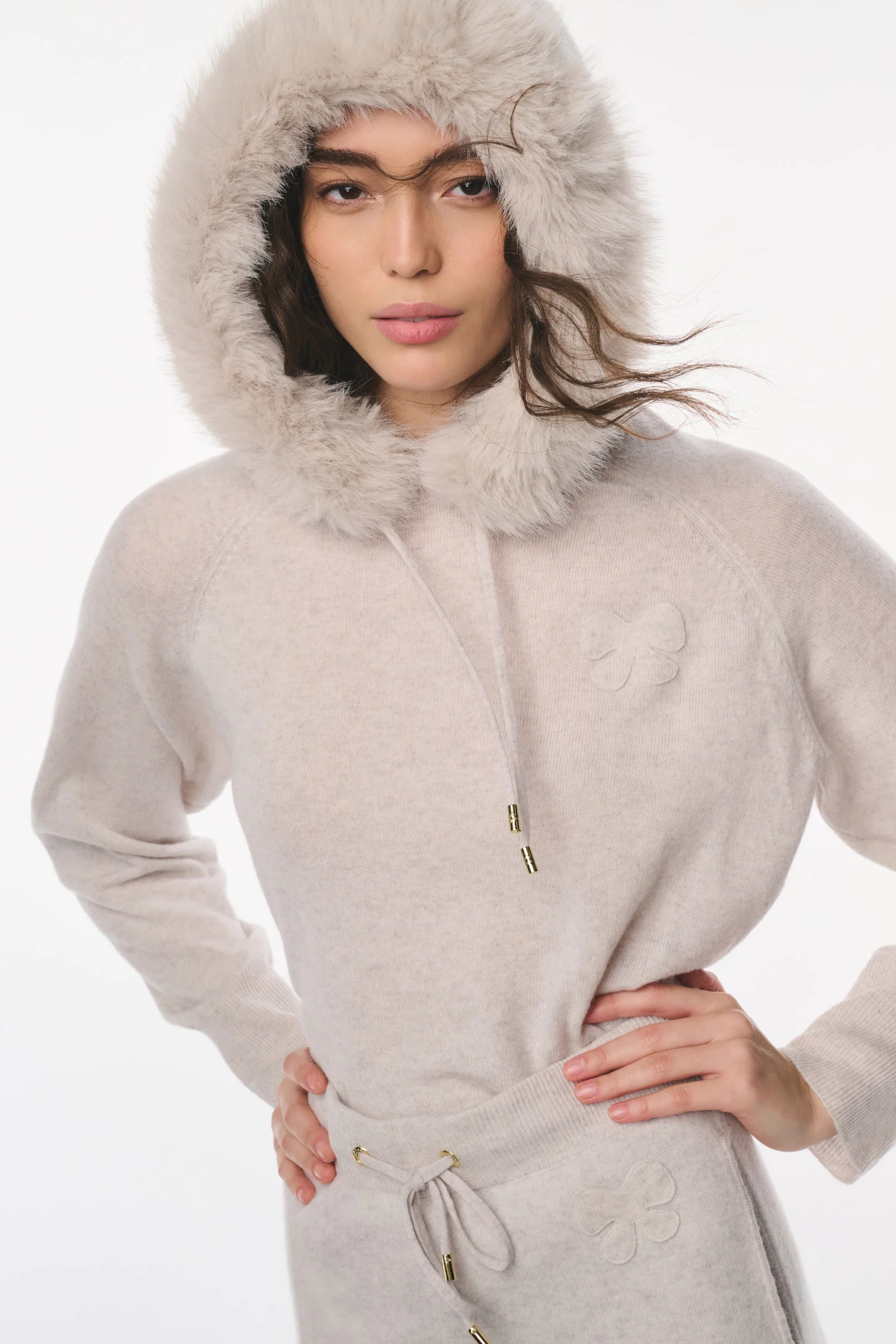 LoveShackFancy x MAX&MOI Wool-Cashmere Faux Fur Hoodie - Image 2