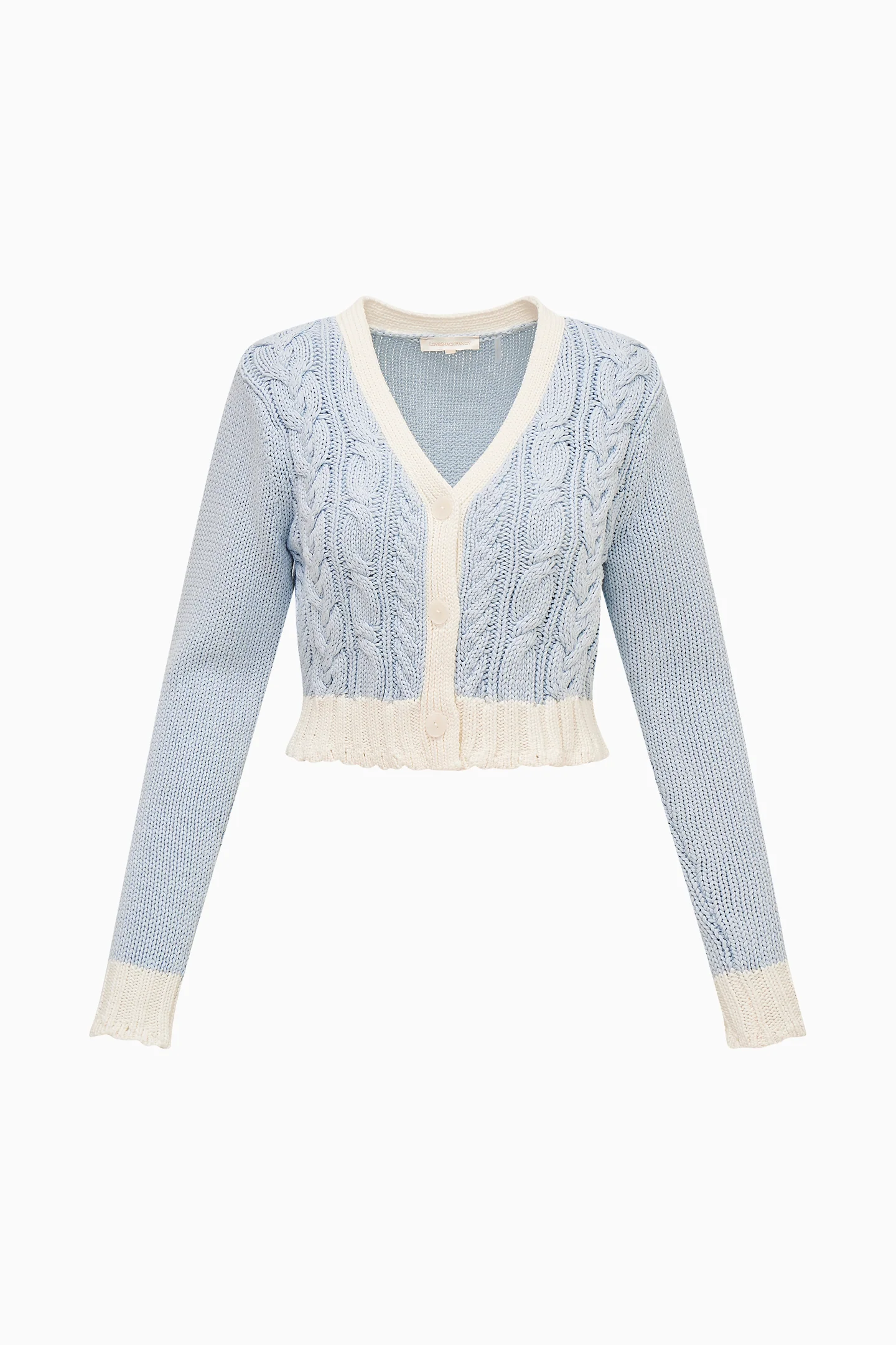 Hyacinth Cropped Cable Knit Cardigan - Image 10