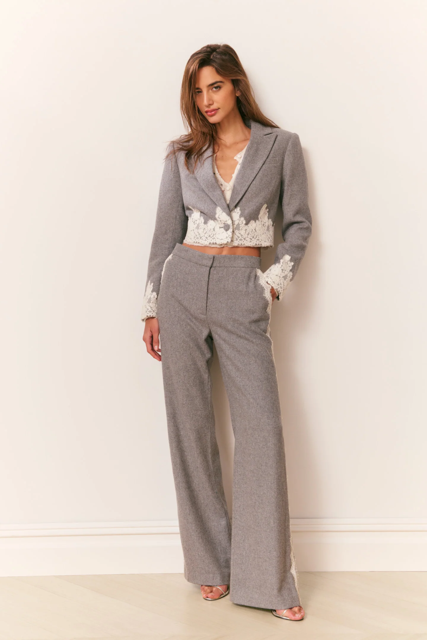 Icarus Cropped Lace-Trimmed Blazer - Image 2