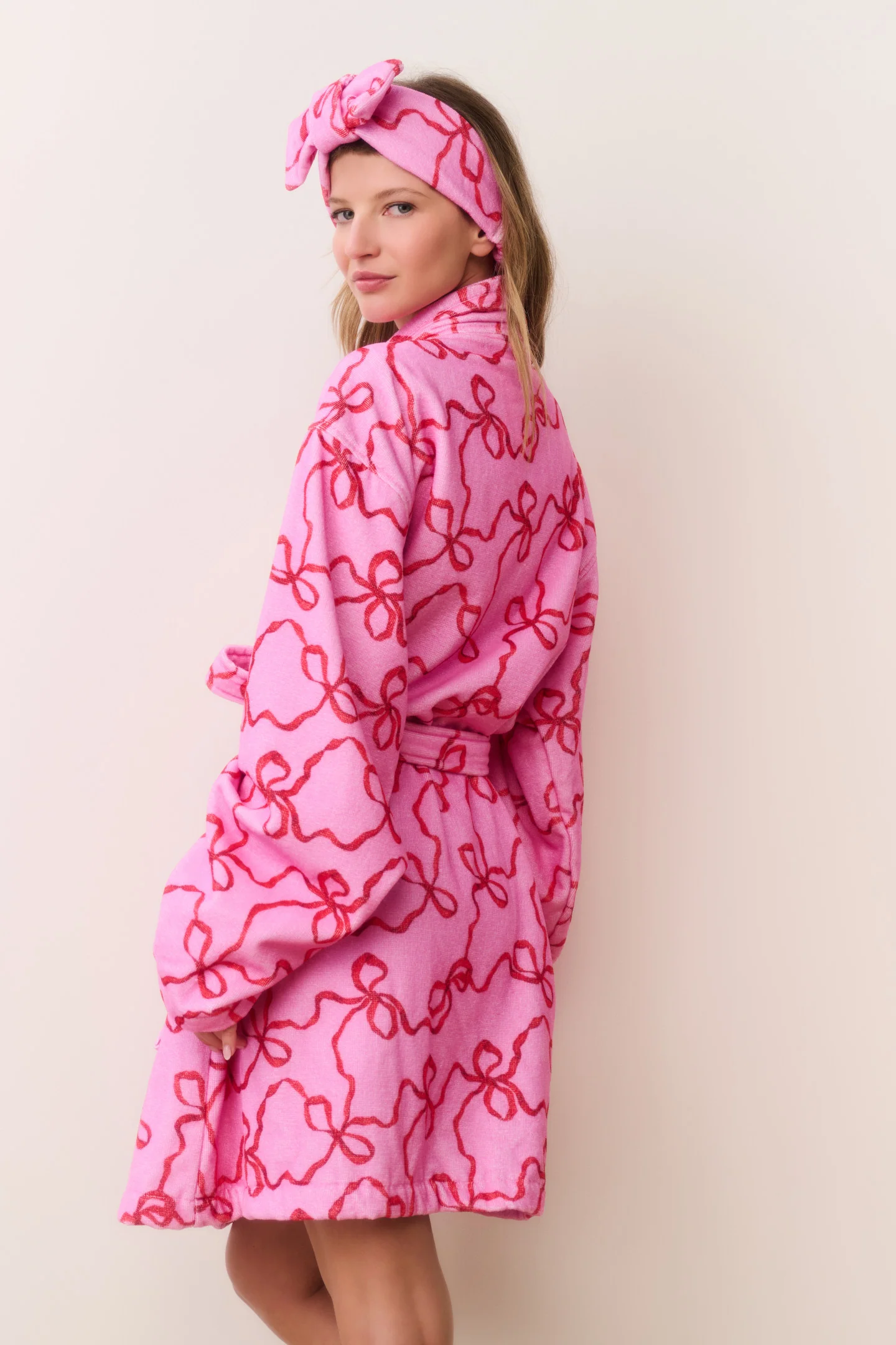 Indie Cotton Bow Print Bath Robe - Image 10