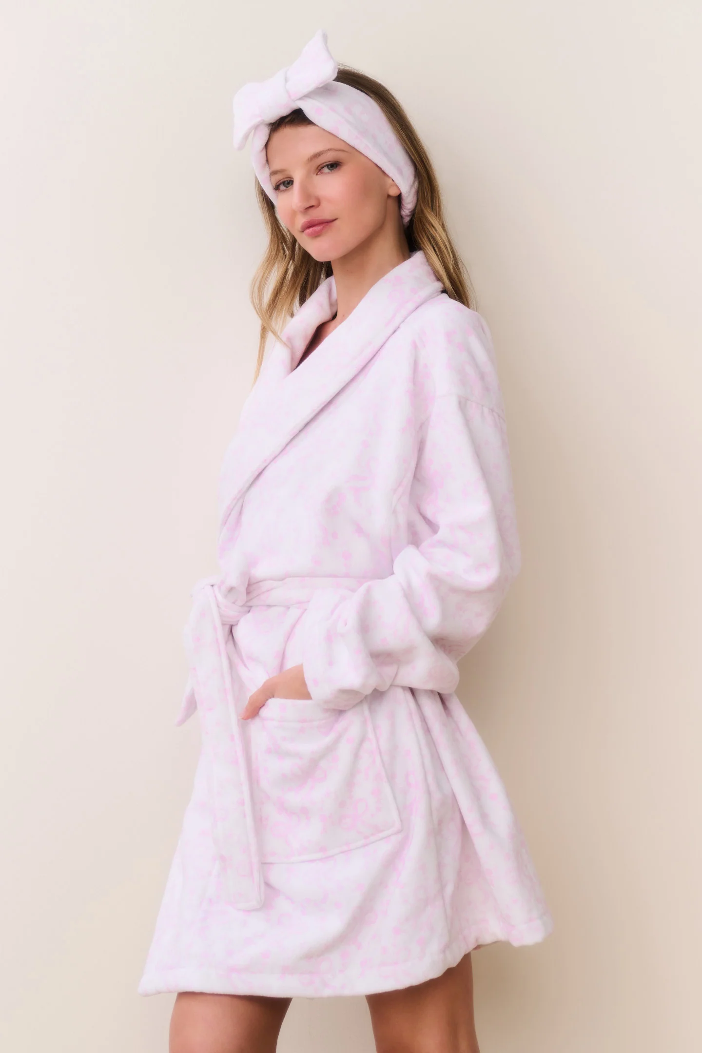 Indie Cotton Bow Print Bath Robe - Image 3