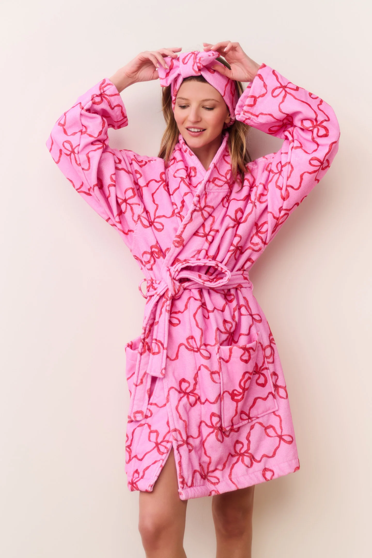 Indie Cotton Bow Print Bath Robe - Image 8