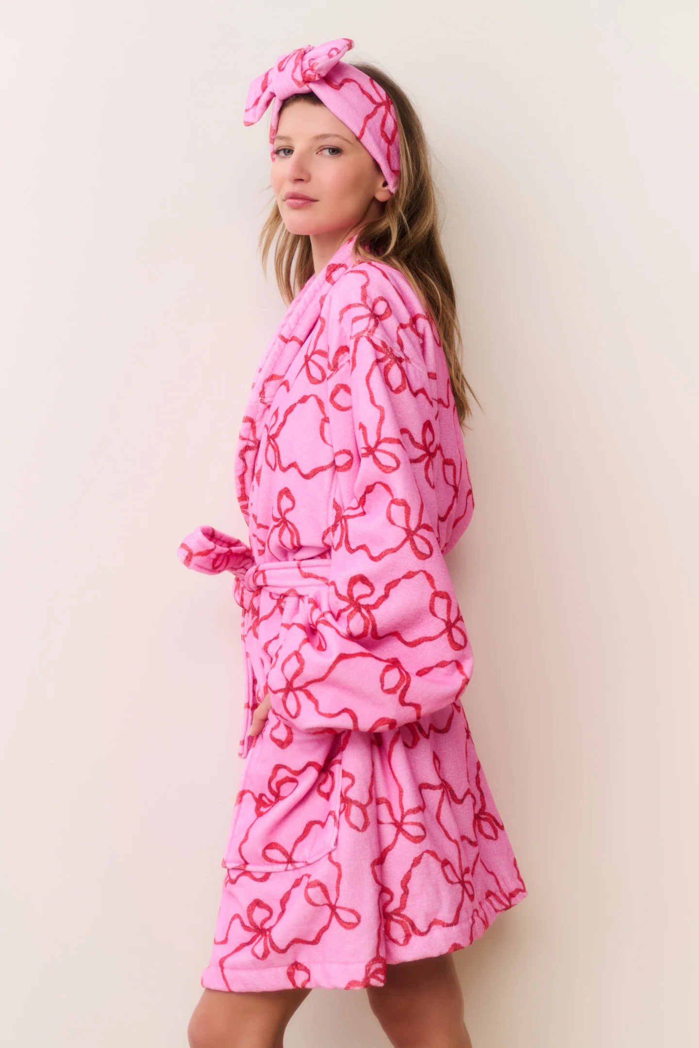 Indie Cotton Bow Print Bath Robe - Image 9