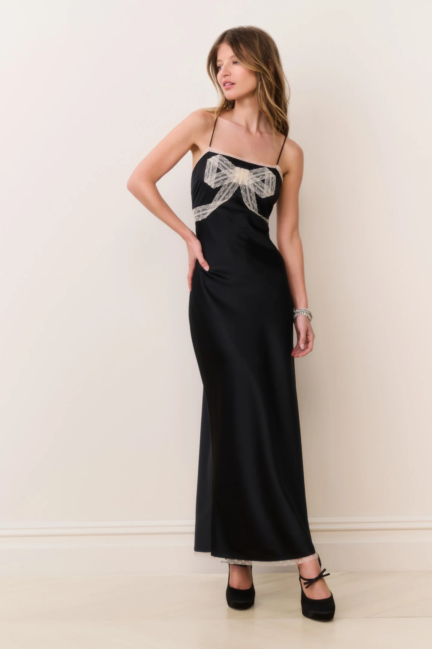 Isolie Lace Bow Crepe Maxi Dress - Image 3