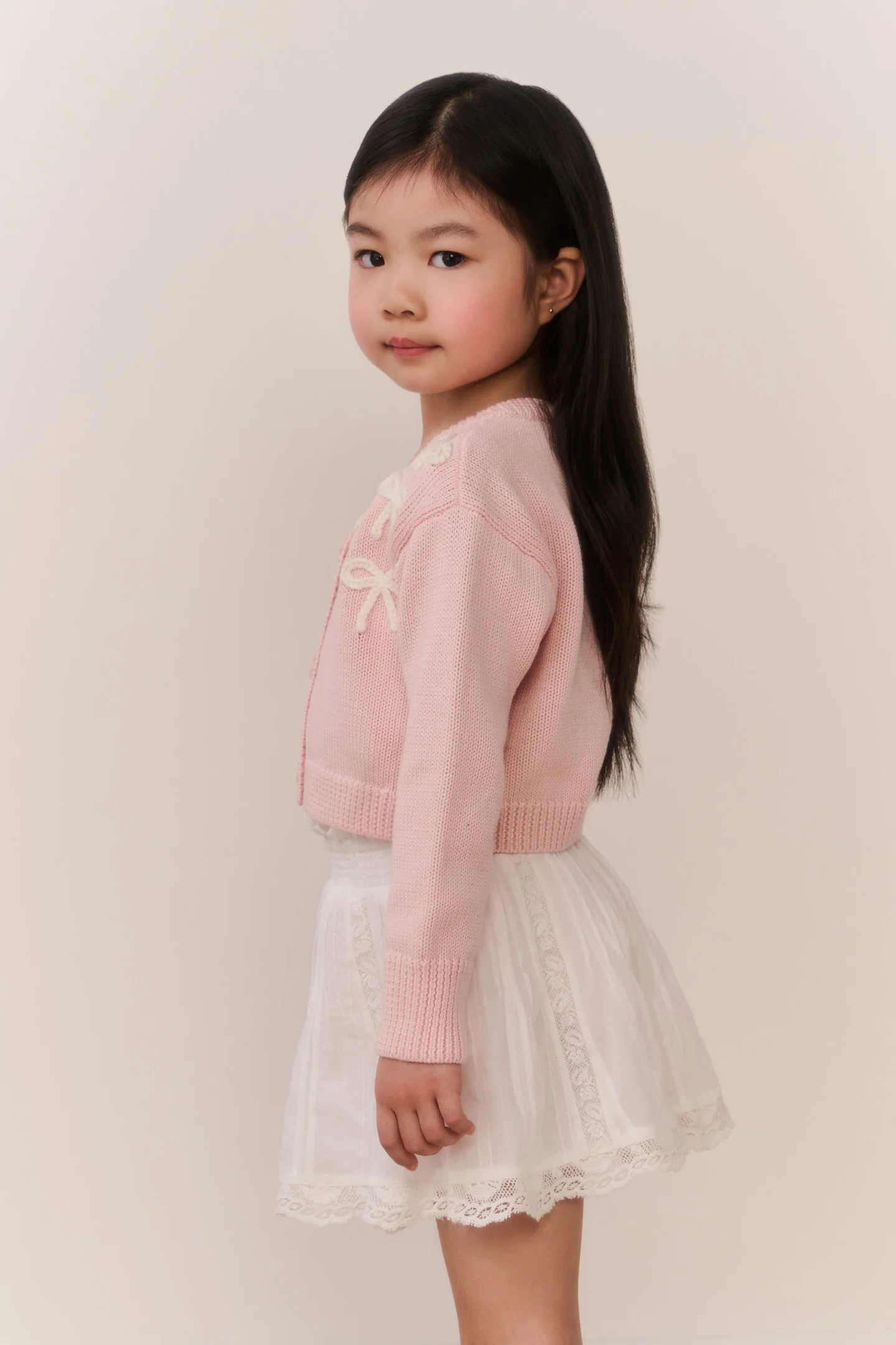 Little Girls Jayne Bow Embroidered Cardigan - Image 4