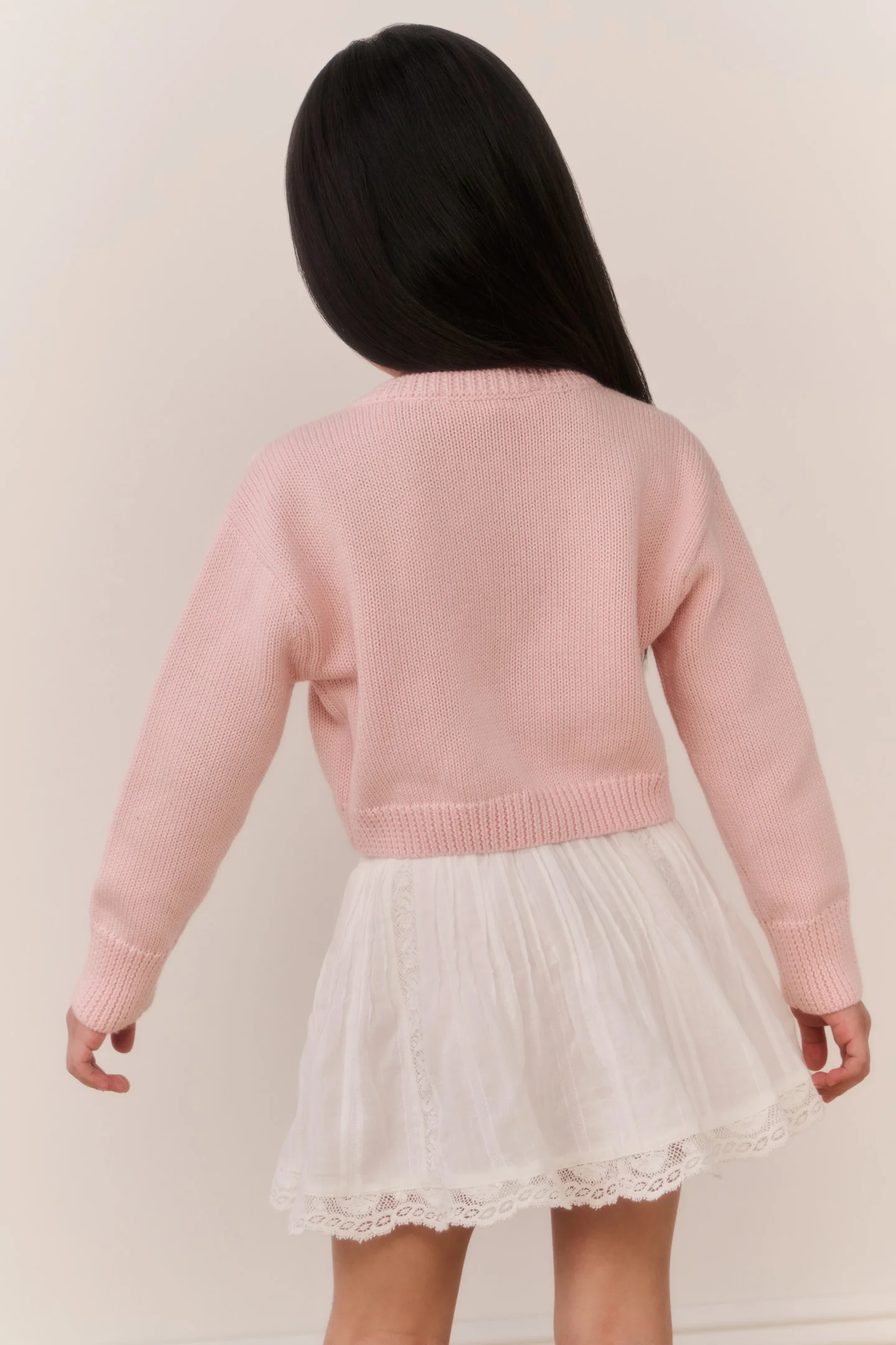 Little Girls Jayne Bow Embroidered Cardigan - Image 5