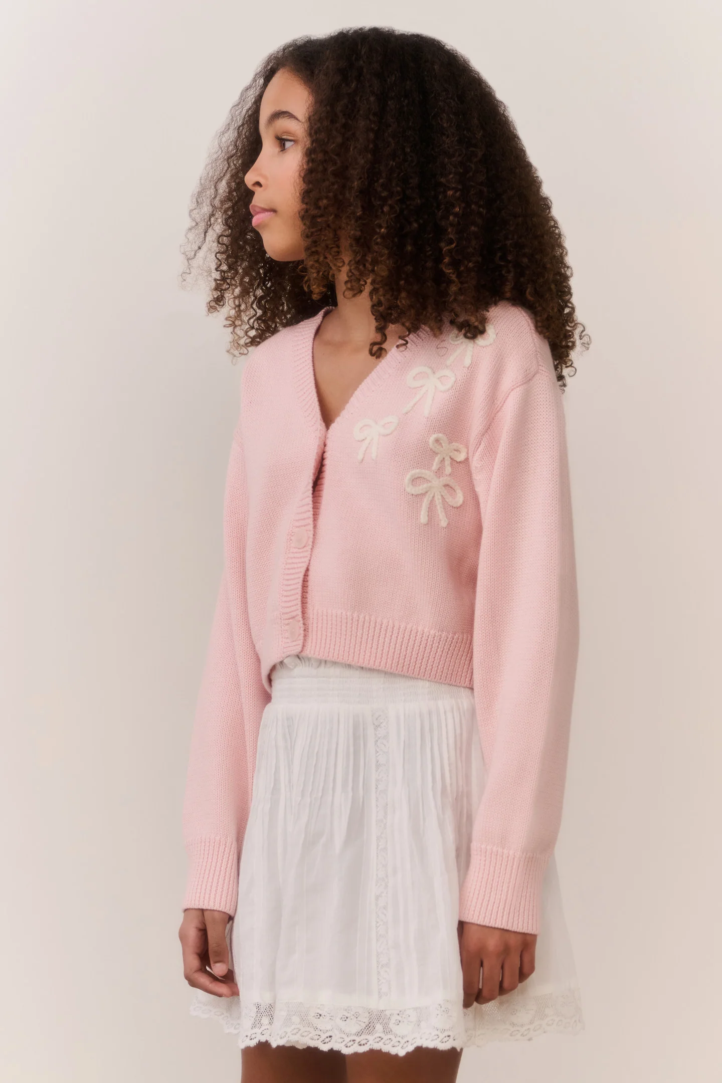 Tween Jayne Bow Embroidered Cardigan - Image 4