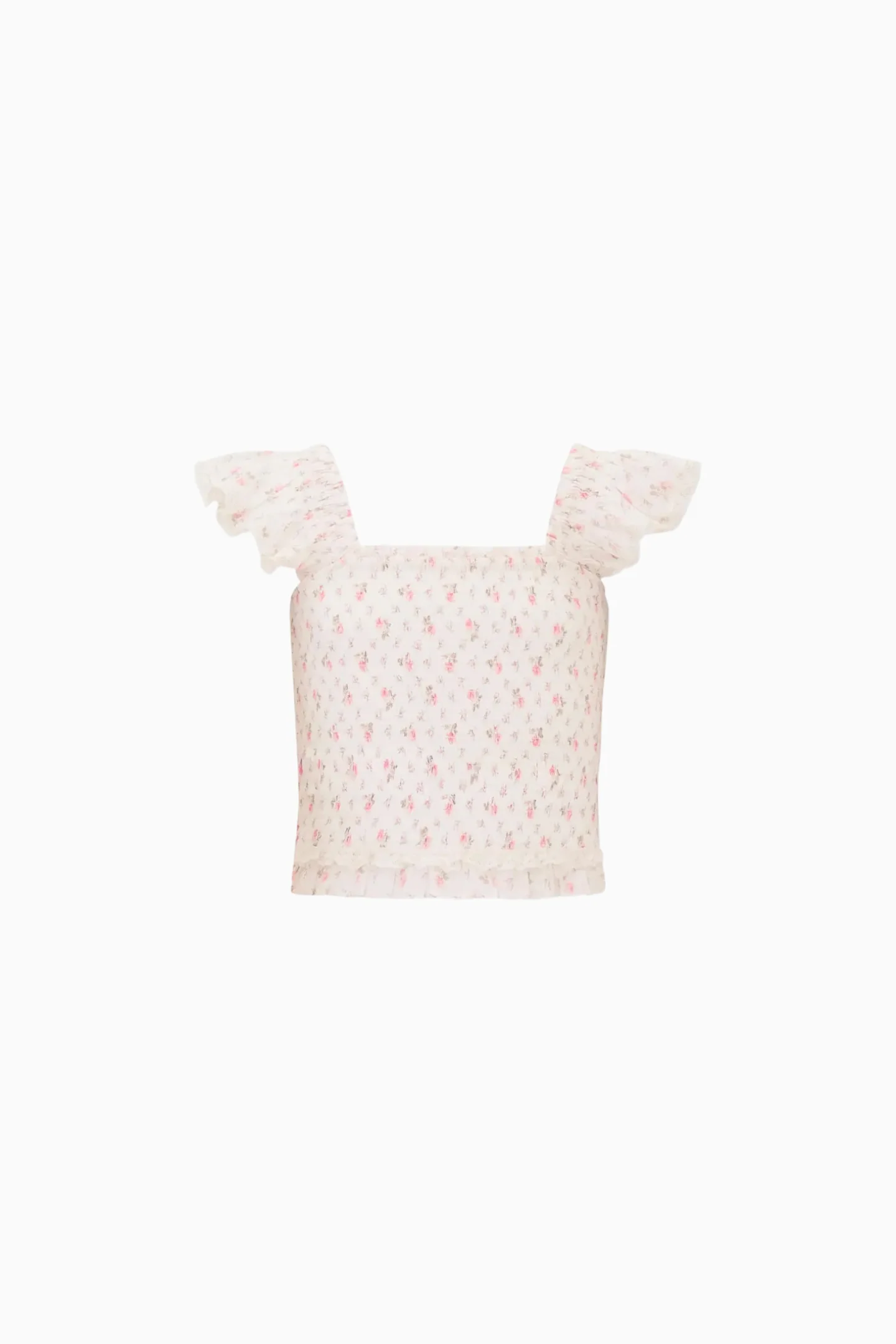 Little Girls Jeanna Floral Cotton Top - SUNWASHED IVORY - Image 5