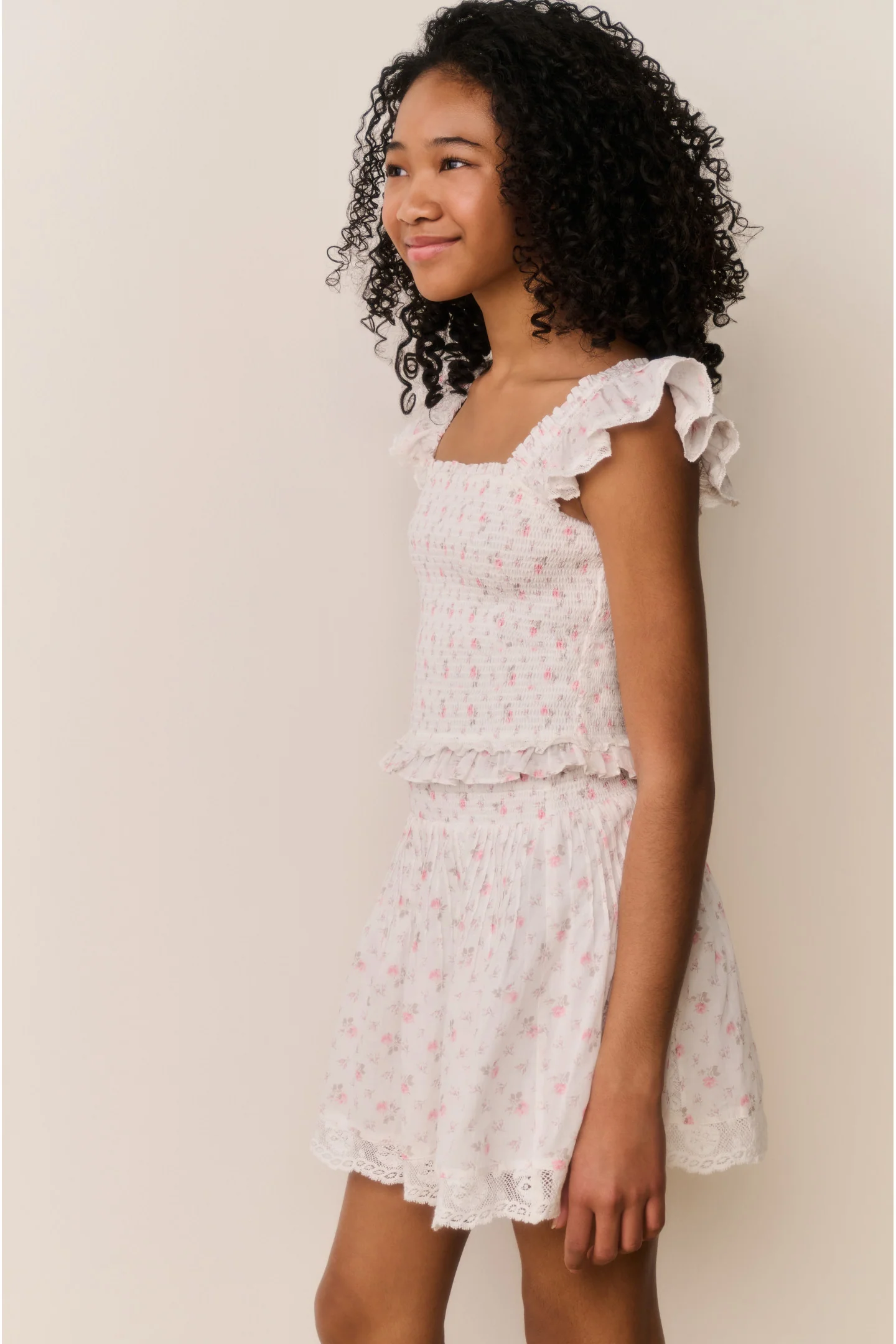 Tween Jeanna Floral Cotton Top - SUNWASHED IVORY - Image 2