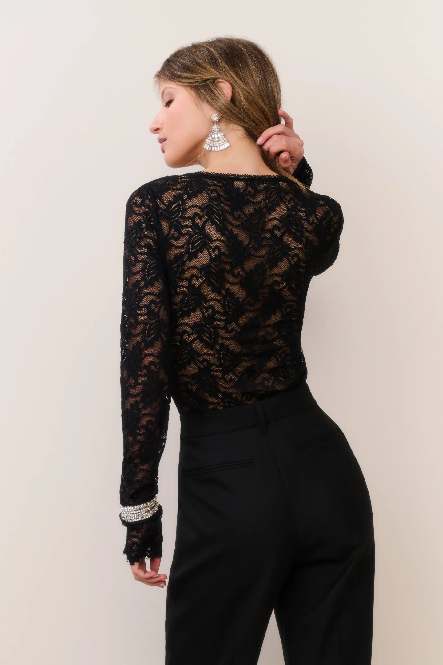 Jennie Sheer Lace Long Sleeve Bodysuit - Image 5
