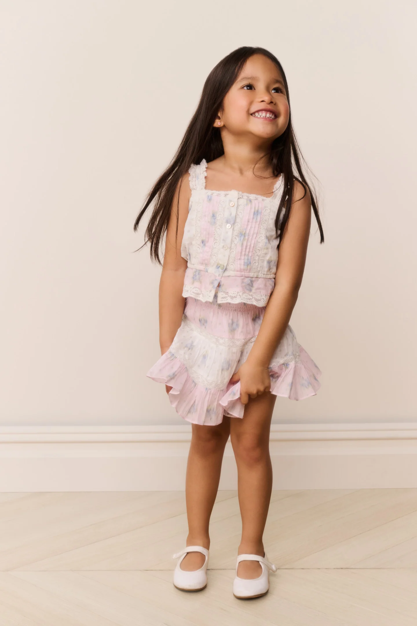 Little Girls Jessamine Mixed Print Top - Image 2