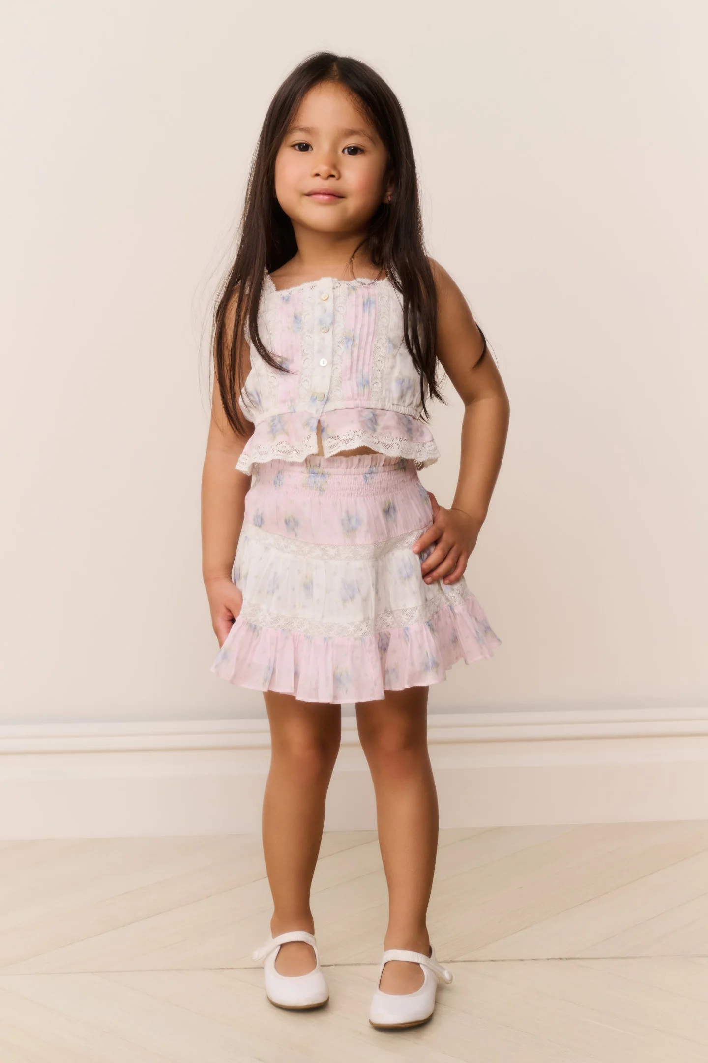 Little Girls Jessamine Mixed Print Top - Image 3