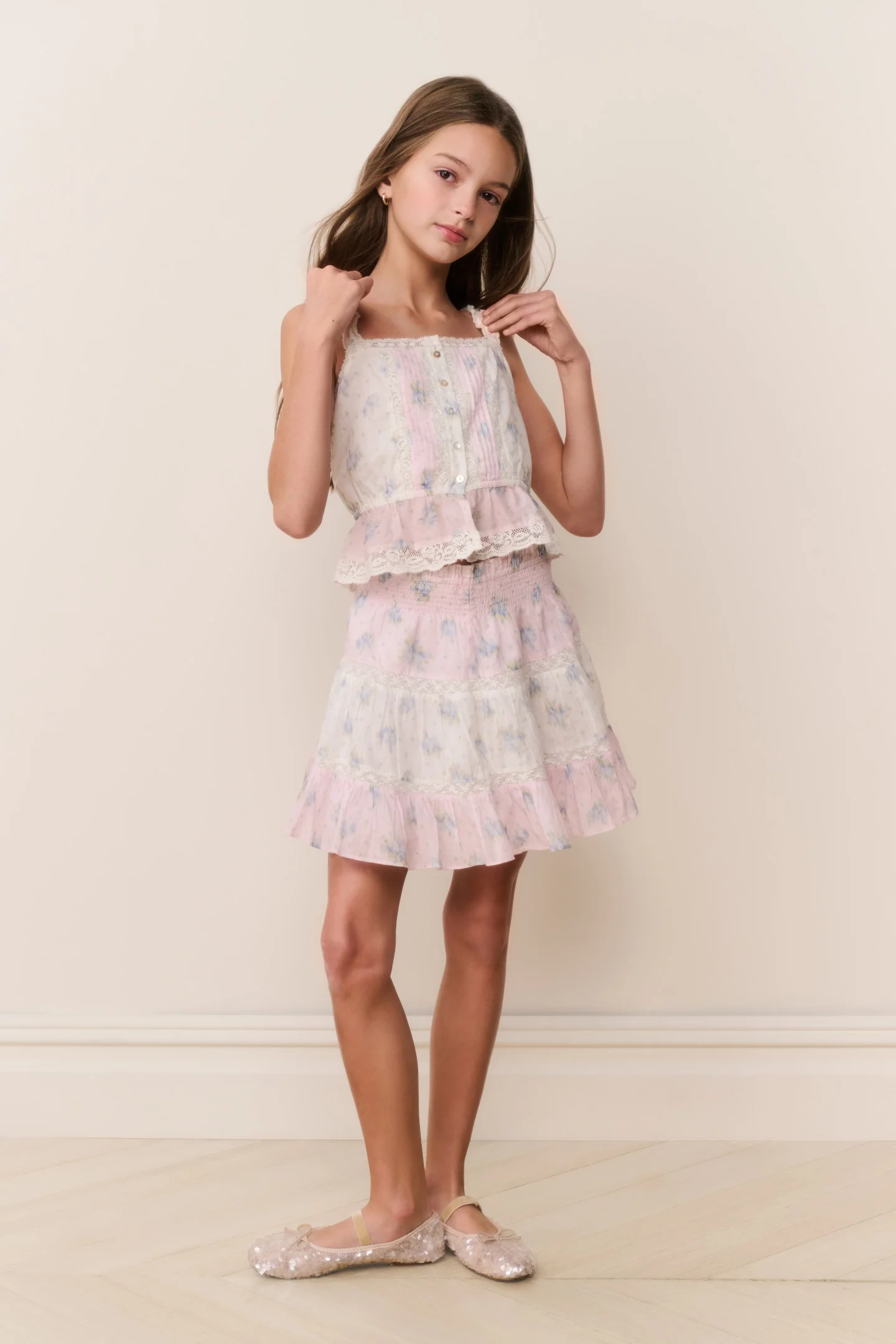 Tween Jessamine Mixed Print Top - Image 2