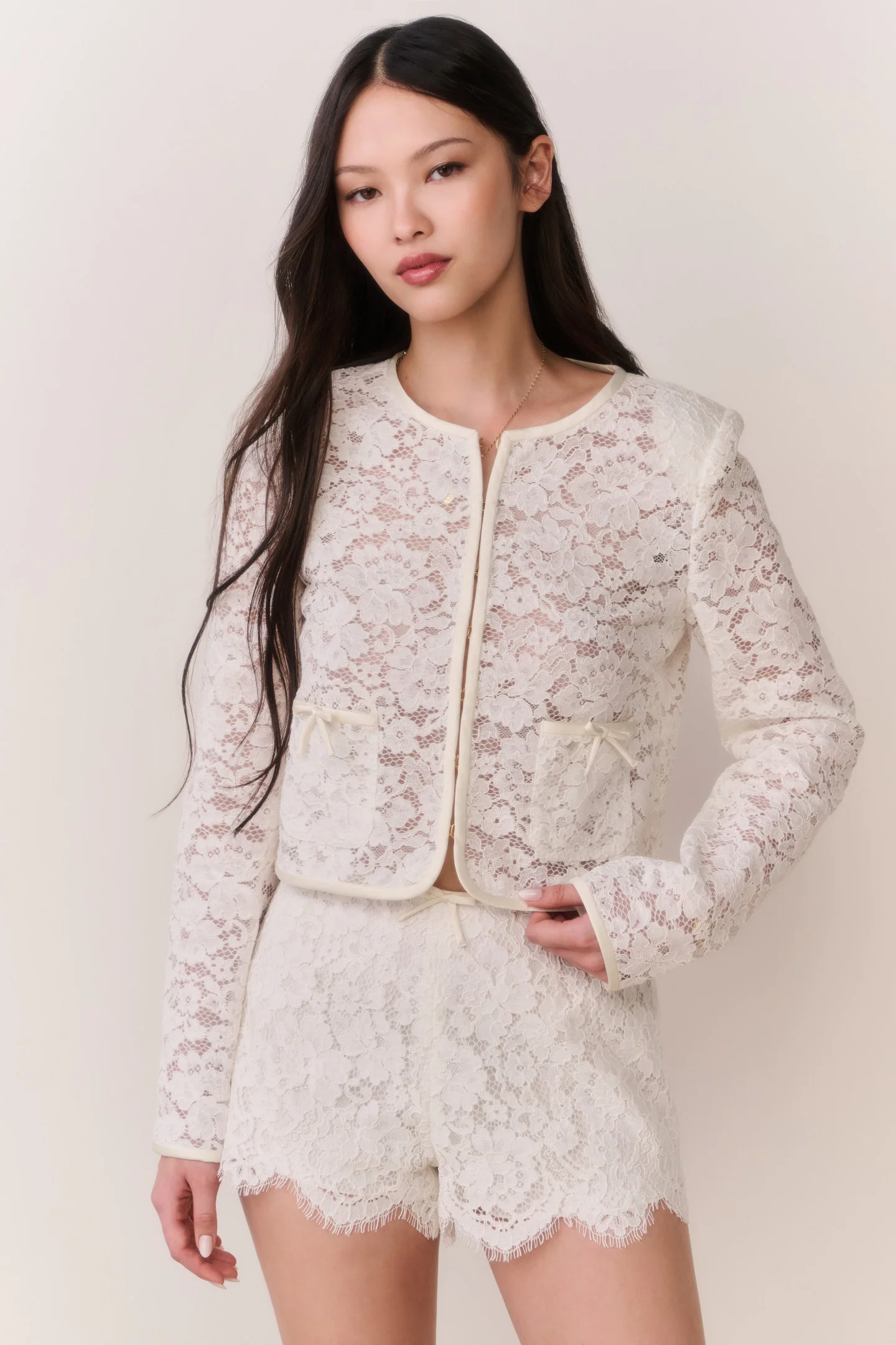 Junetta Cropped Lace Jacket - Image 2
