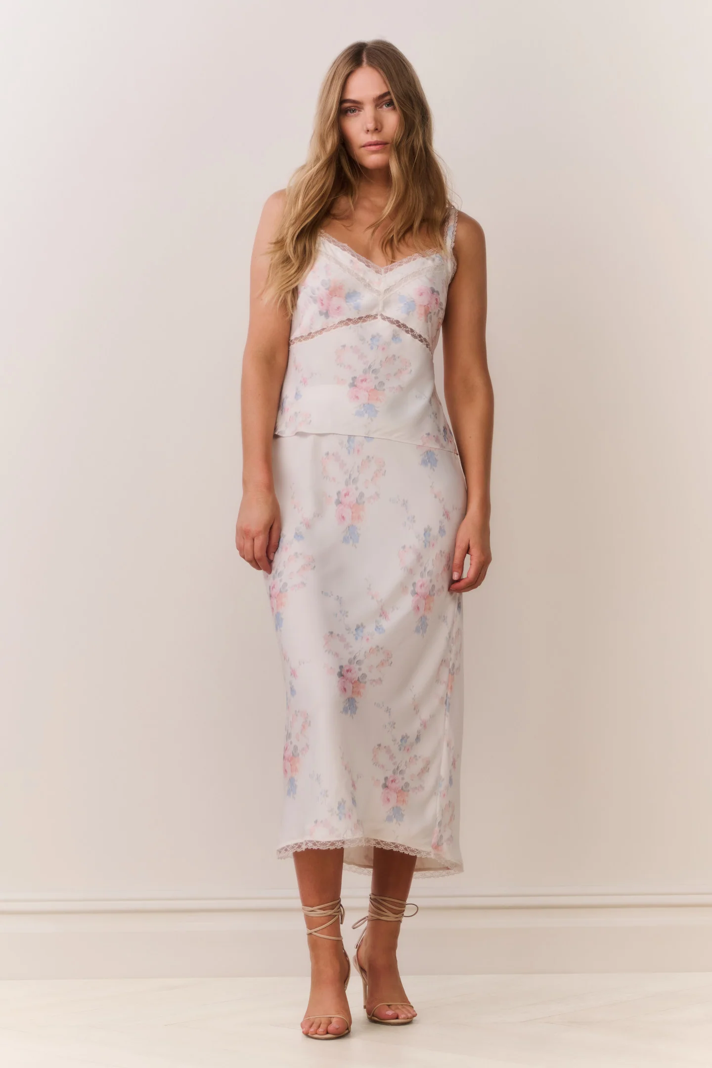 Kalo Floral Bow Print Slip Skirt - Image 2