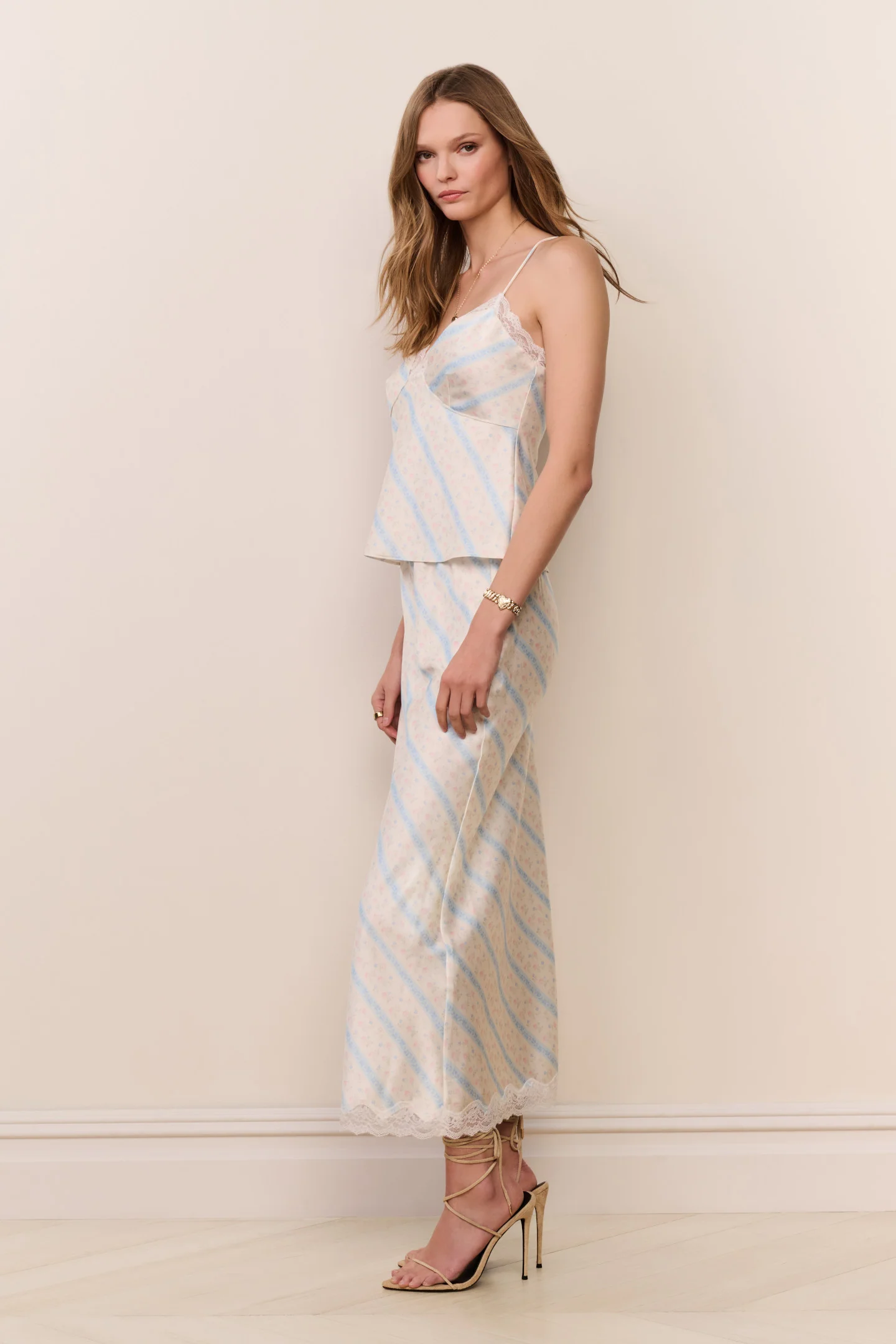 Kalo Floral Stripe Midi Skirt - Image 3