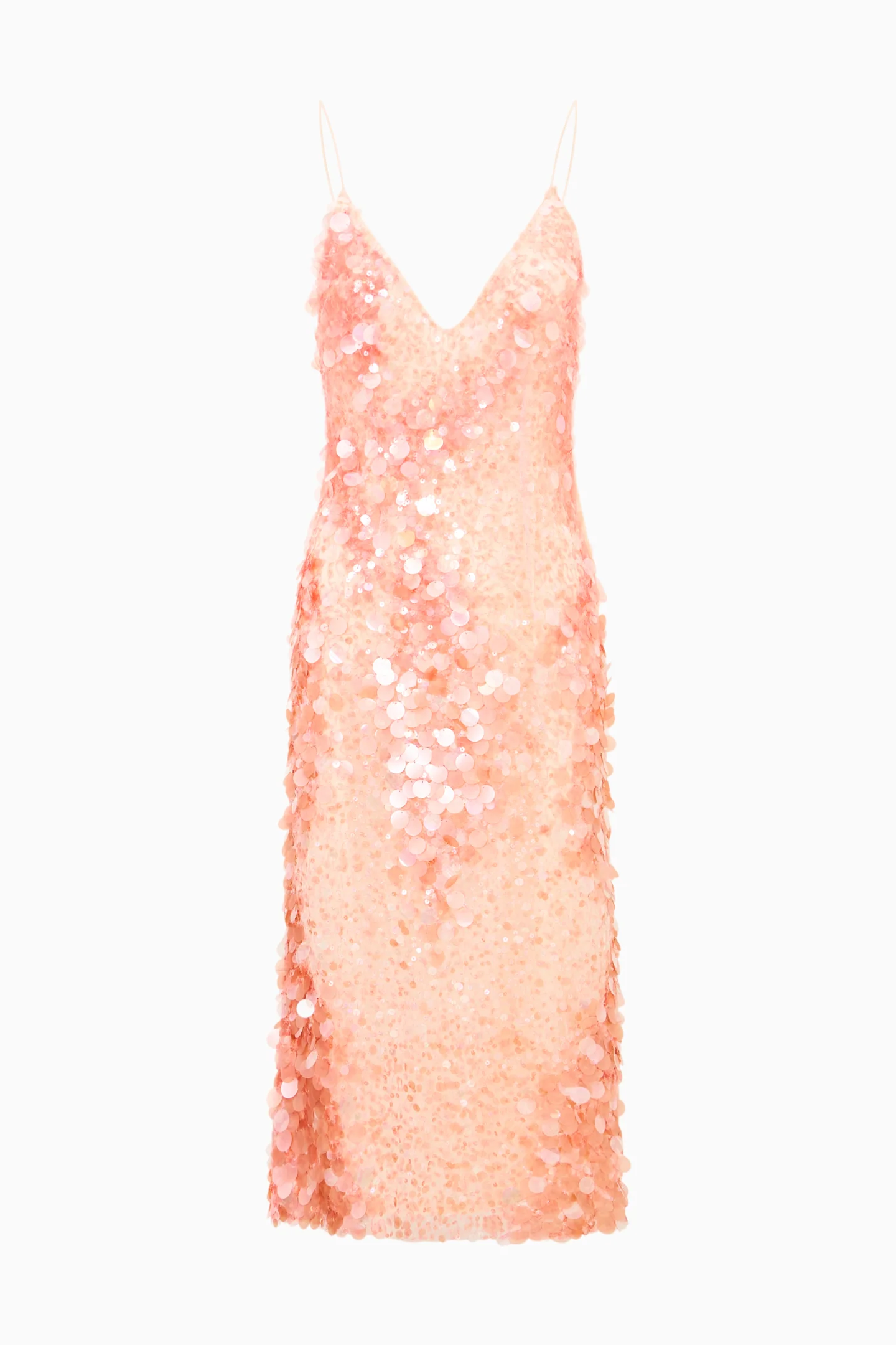 Kayleen Peach Sequin Midi Dress - Image 6