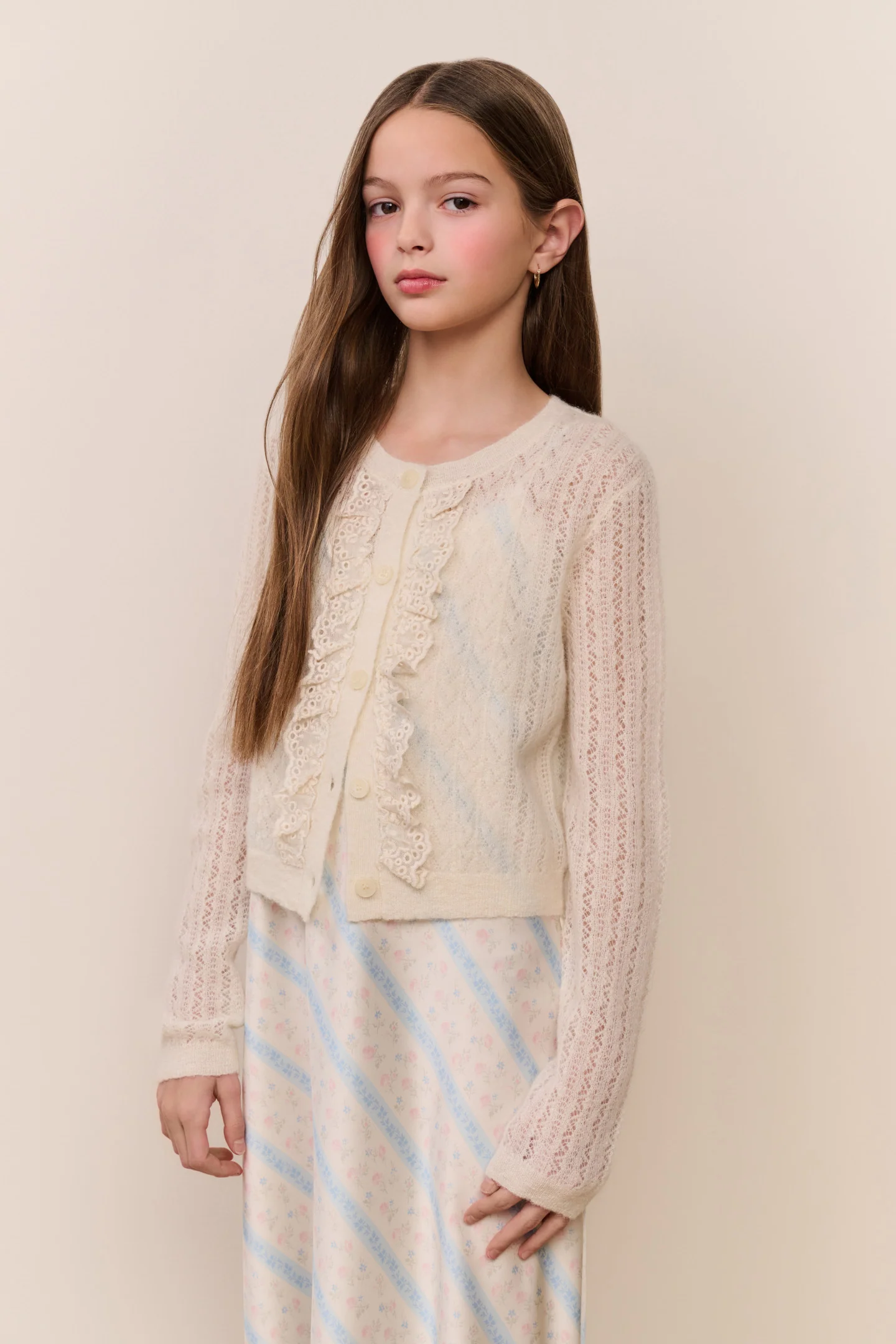 Tween Kena Alpaca-Wool Pointelle Cardigan - Image 2