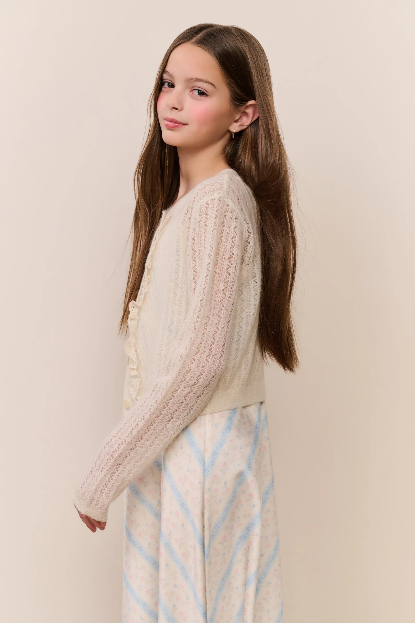 Tween Kena Alpaca-Wool Pointelle Cardigan - Image 3