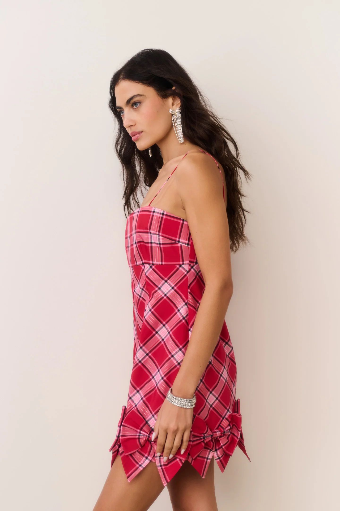 Kennedi Tartan Bow Mini Dress - Image 4