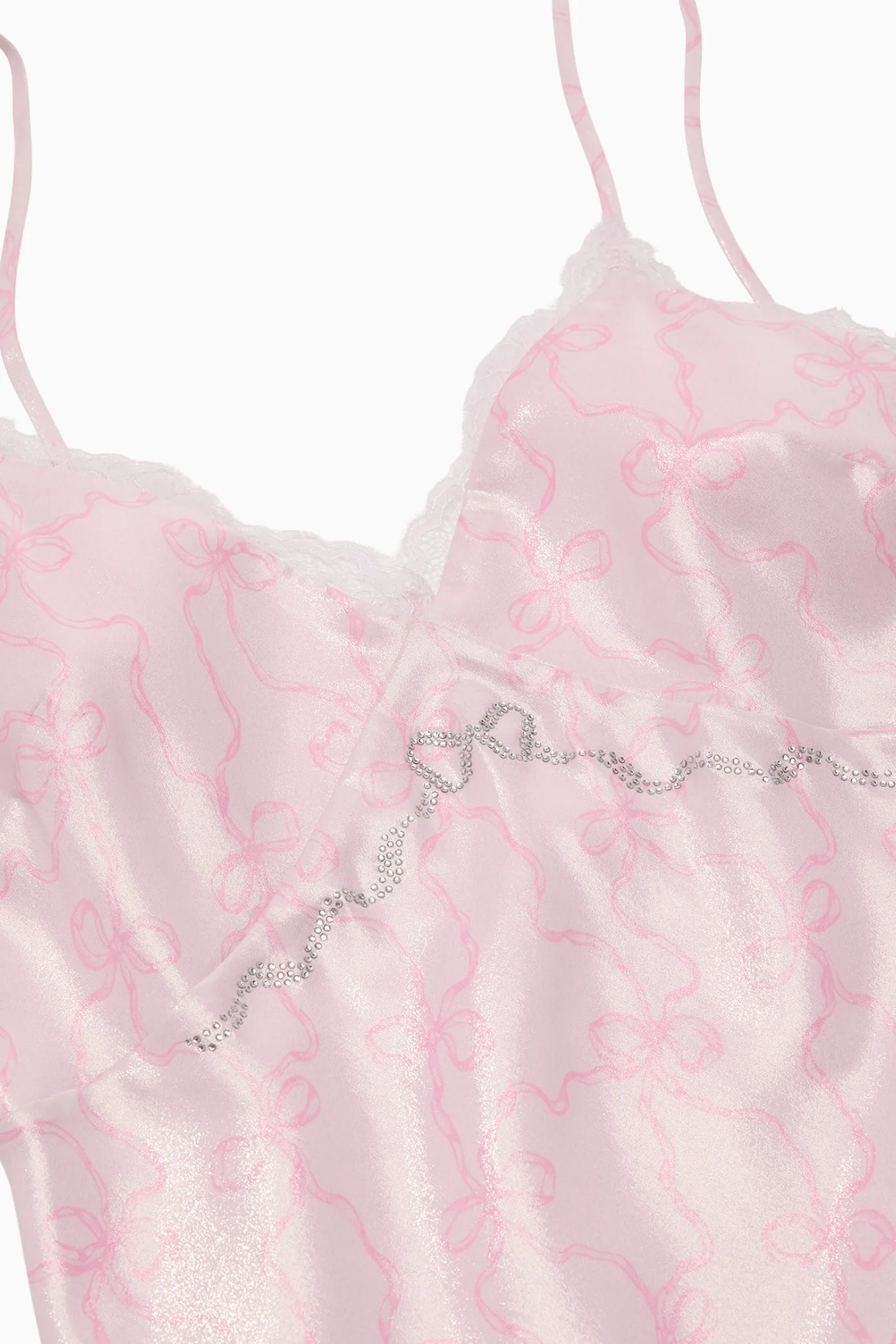 PINK x LoveShackFancy Lace Trim Satin Mini Dress - Image 4