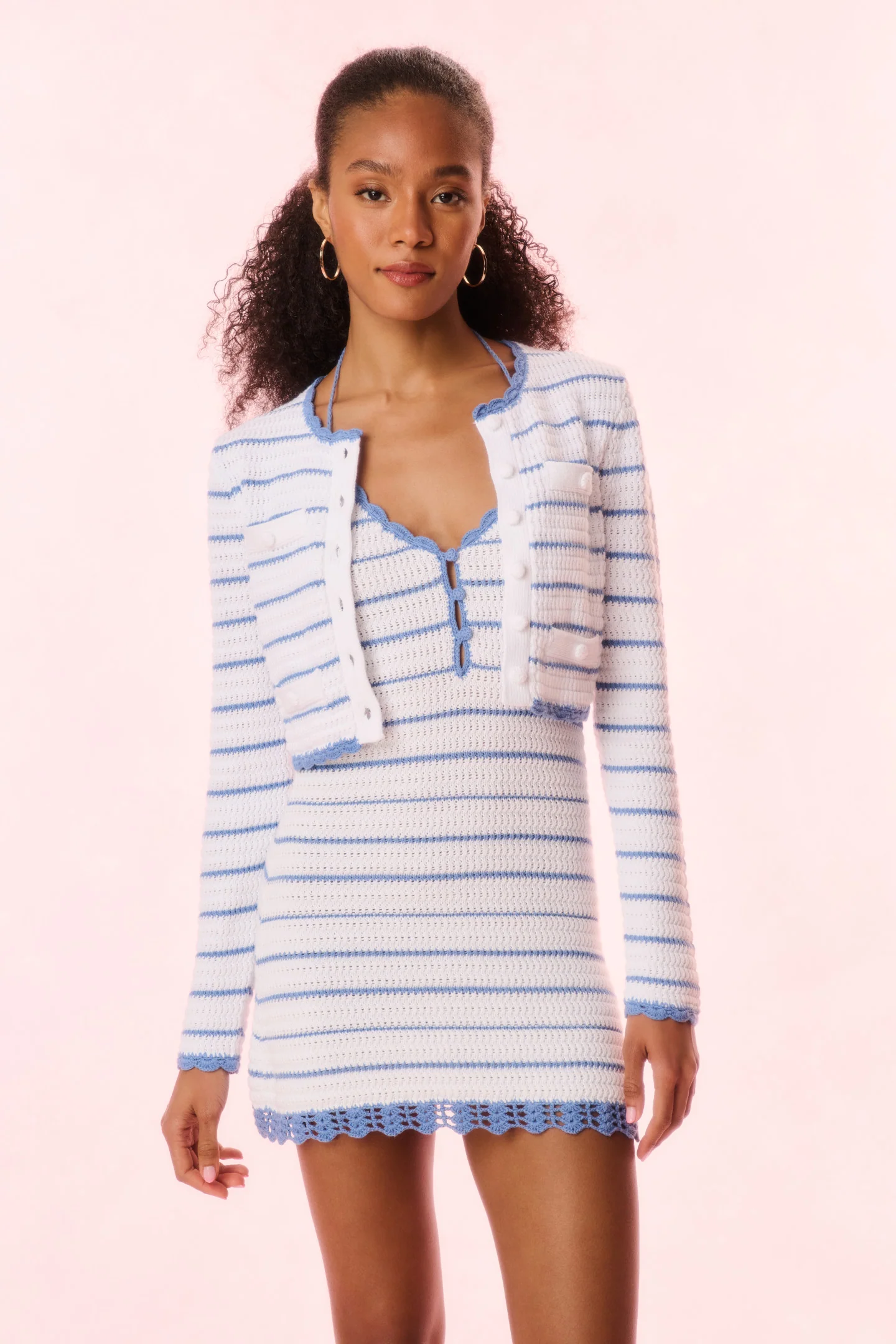 Lamiya Striped Crochet Cardigan - Image 2
