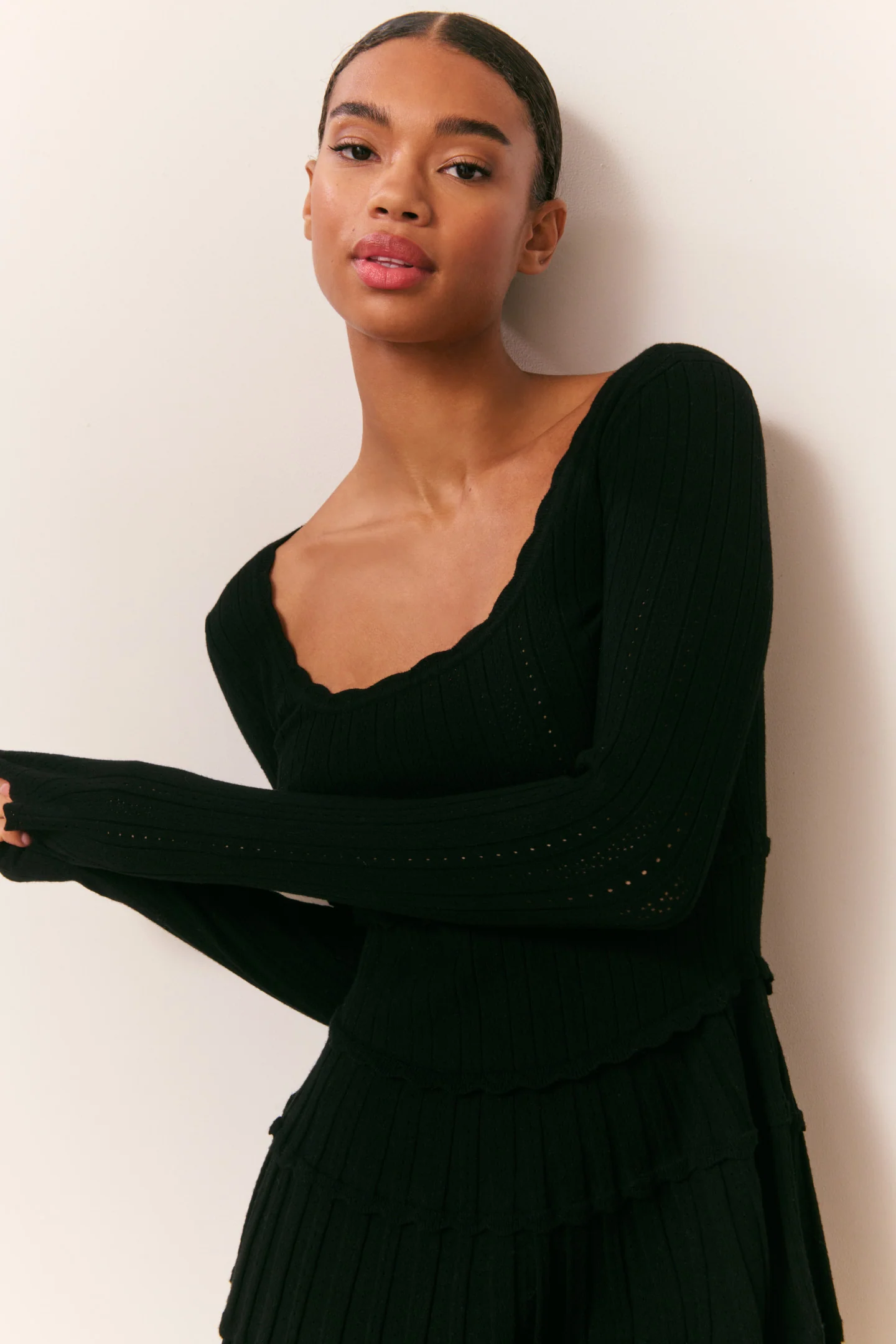 Lavender Stretch Pointelle Mini Dress - Image 2