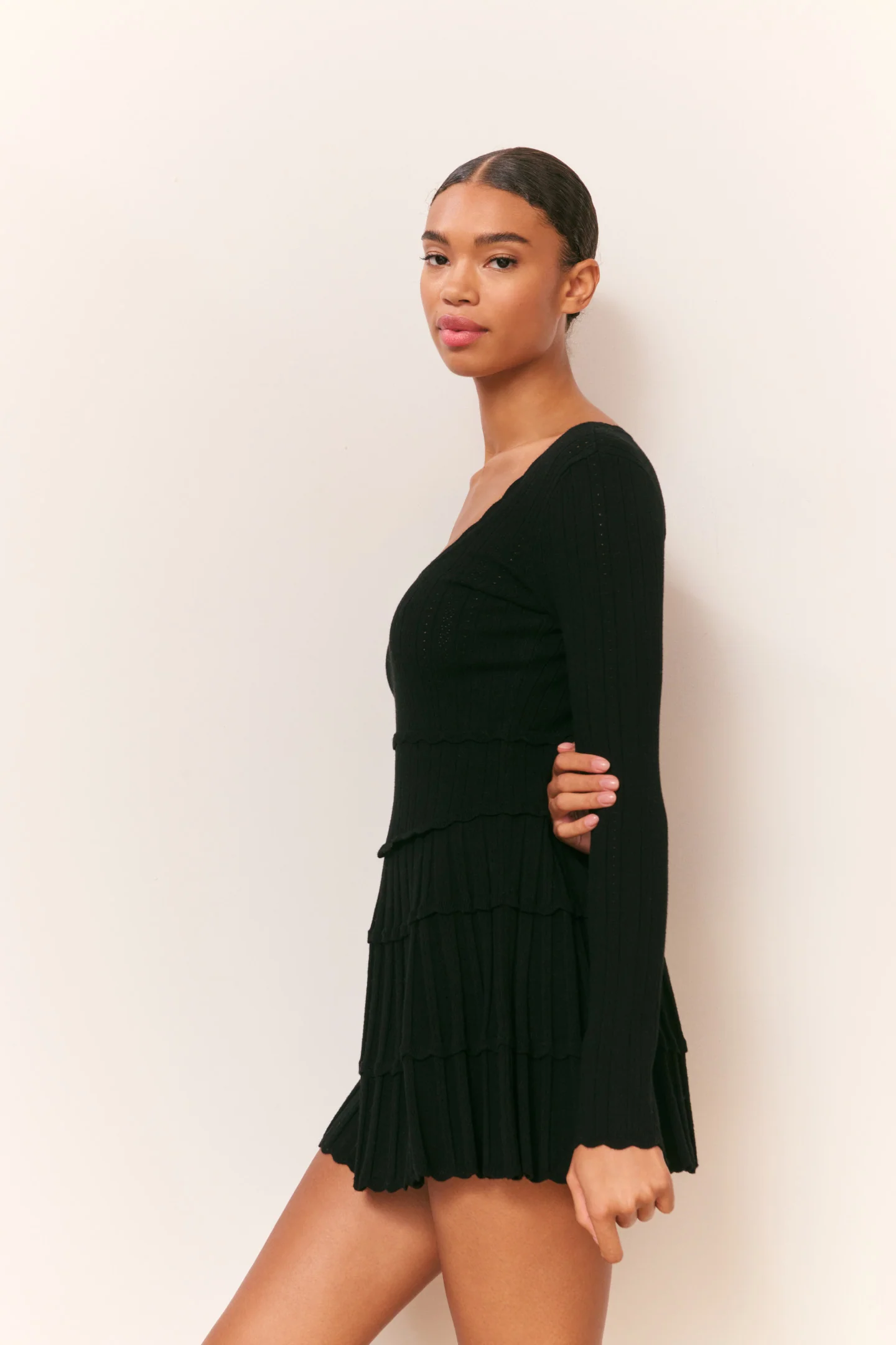 Lavender Stretch Pointelle Mini Dress - Image 3