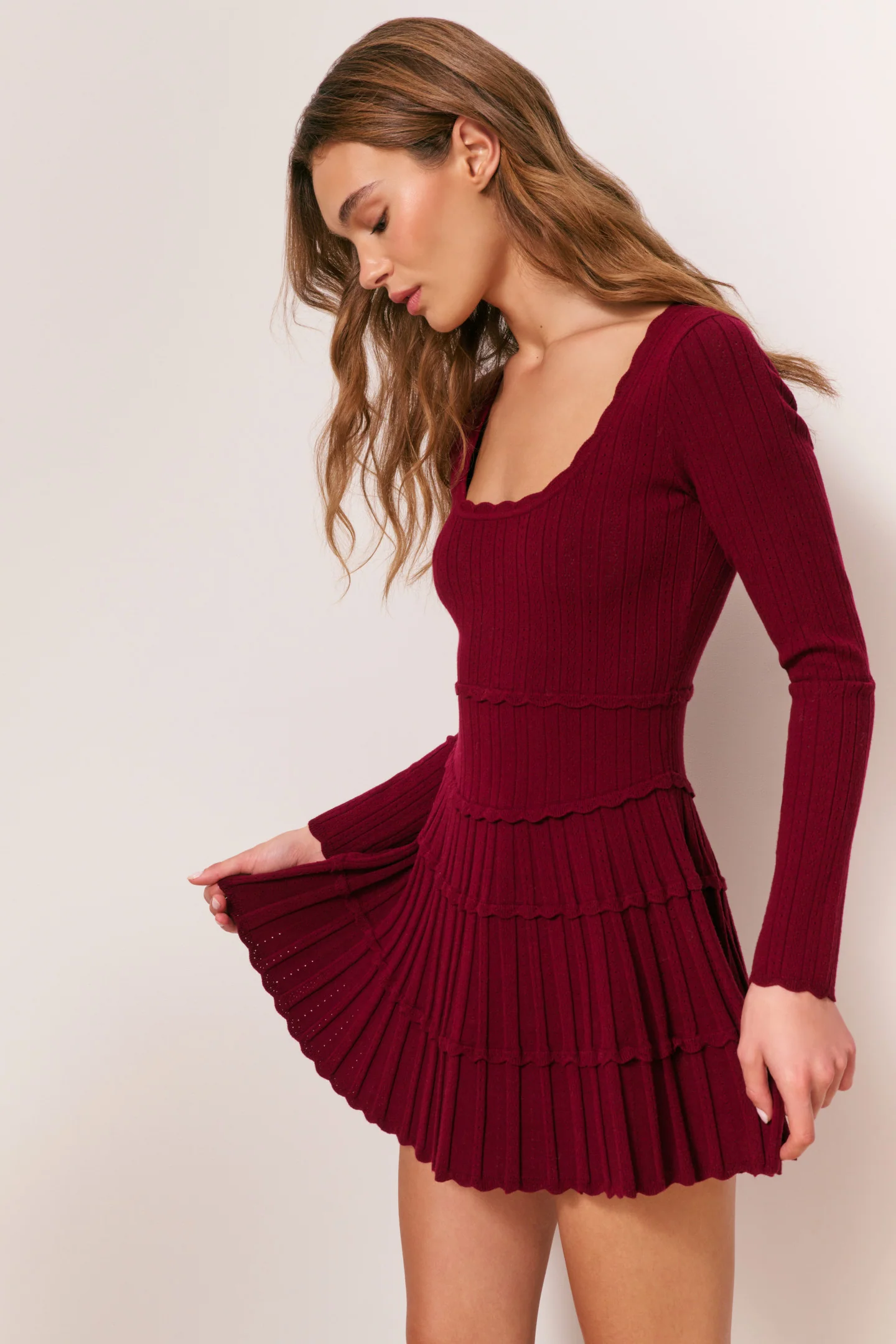 Lavender Stretch Pointelle Mini Dress - Image 8