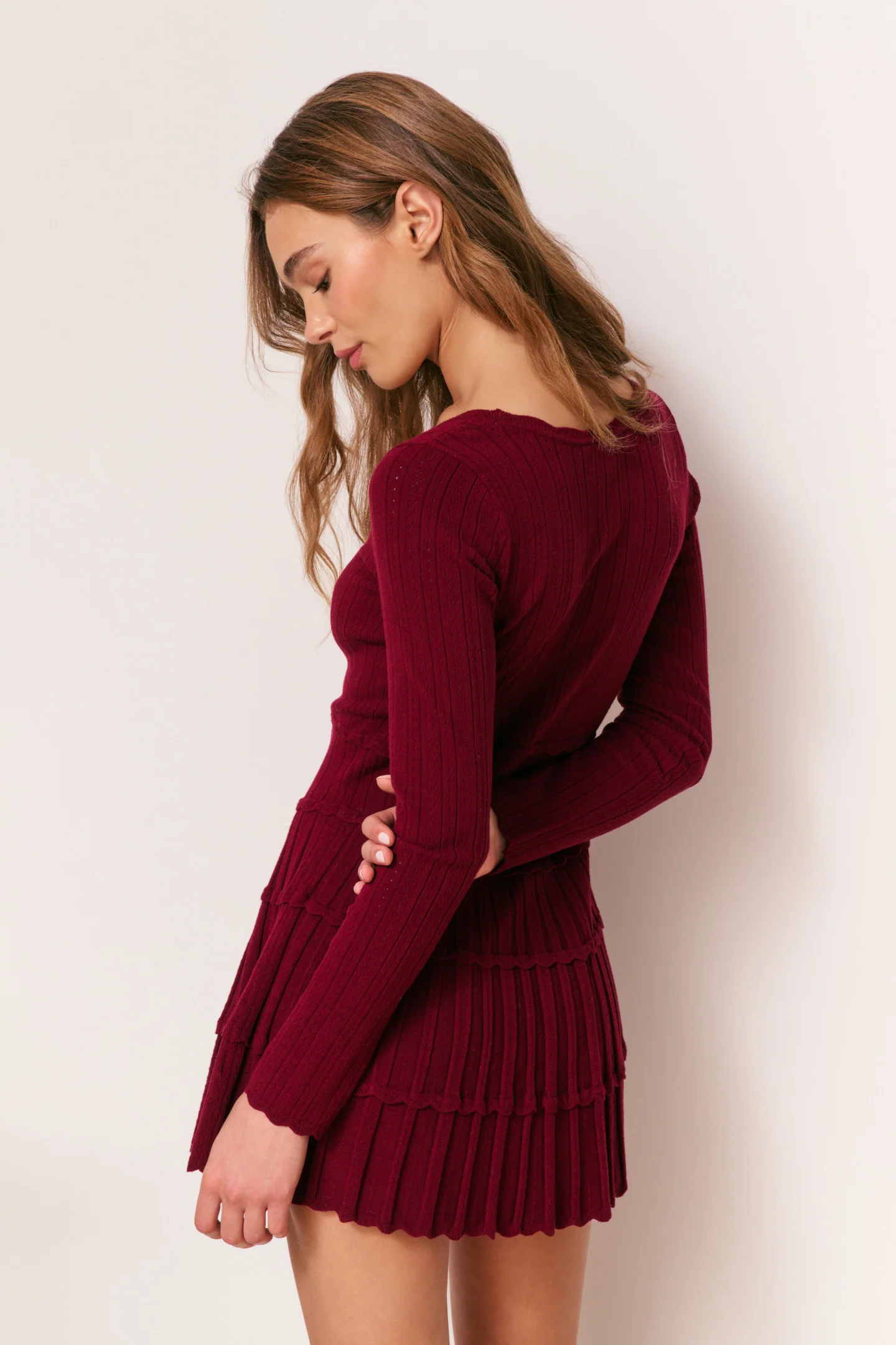 Lavender Stretch Pointelle Mini Dress - Image 10