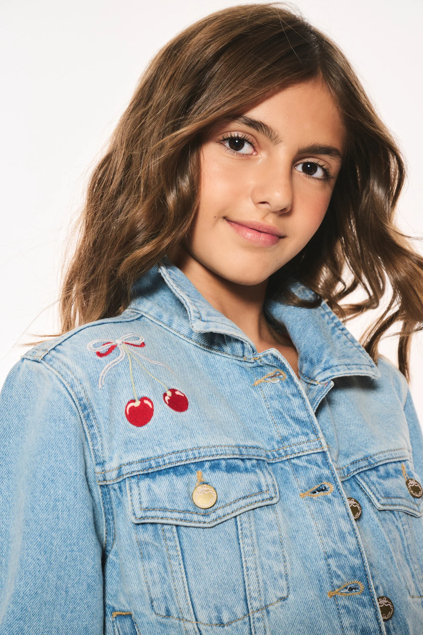 Girls Lavina Cherry Denim Jacket - Image 3