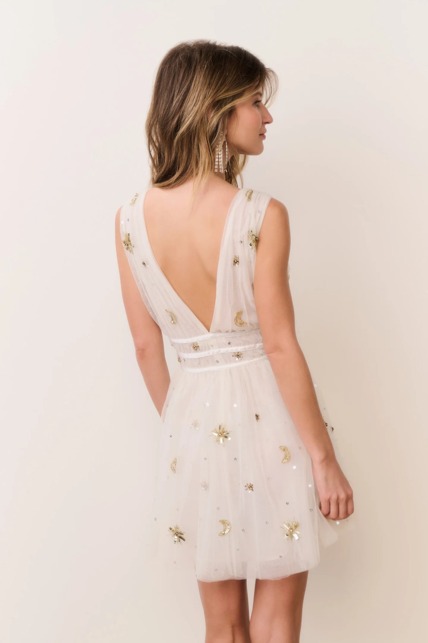 Lawton Celestial Embellished Tulle Mini Dress - Image 3
