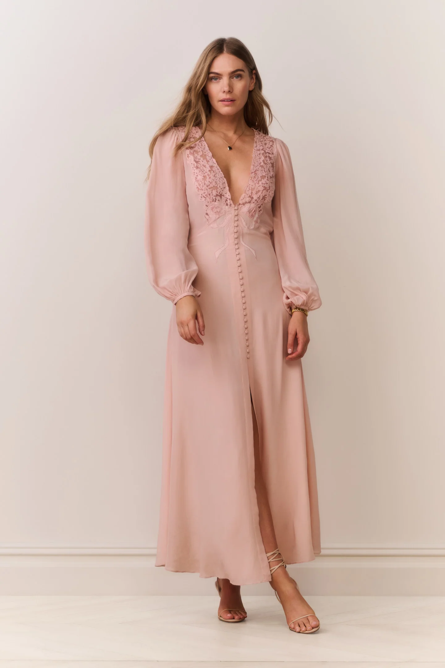 Lina Silk Lace-Trimmed Maxi Dress - Image 3