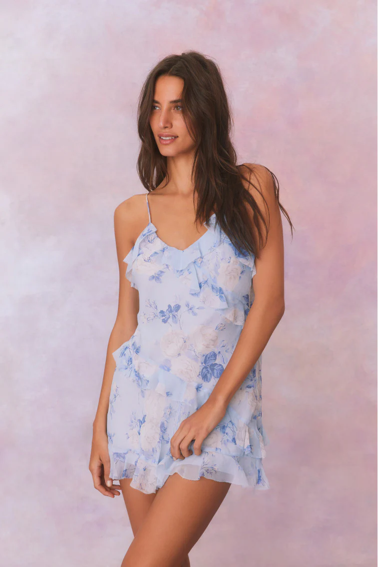Lomina Heirloom Print Silk Mini Dress - Image 9