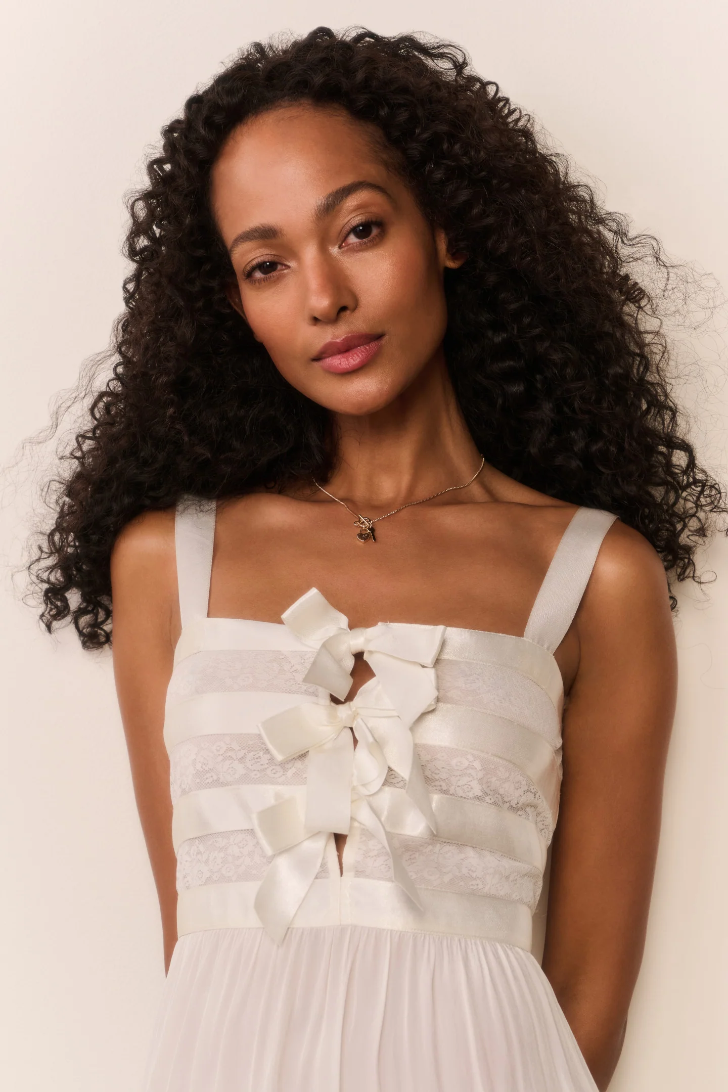 Lovelace Banded Bow Sheer Maxi Dress - Image 2
