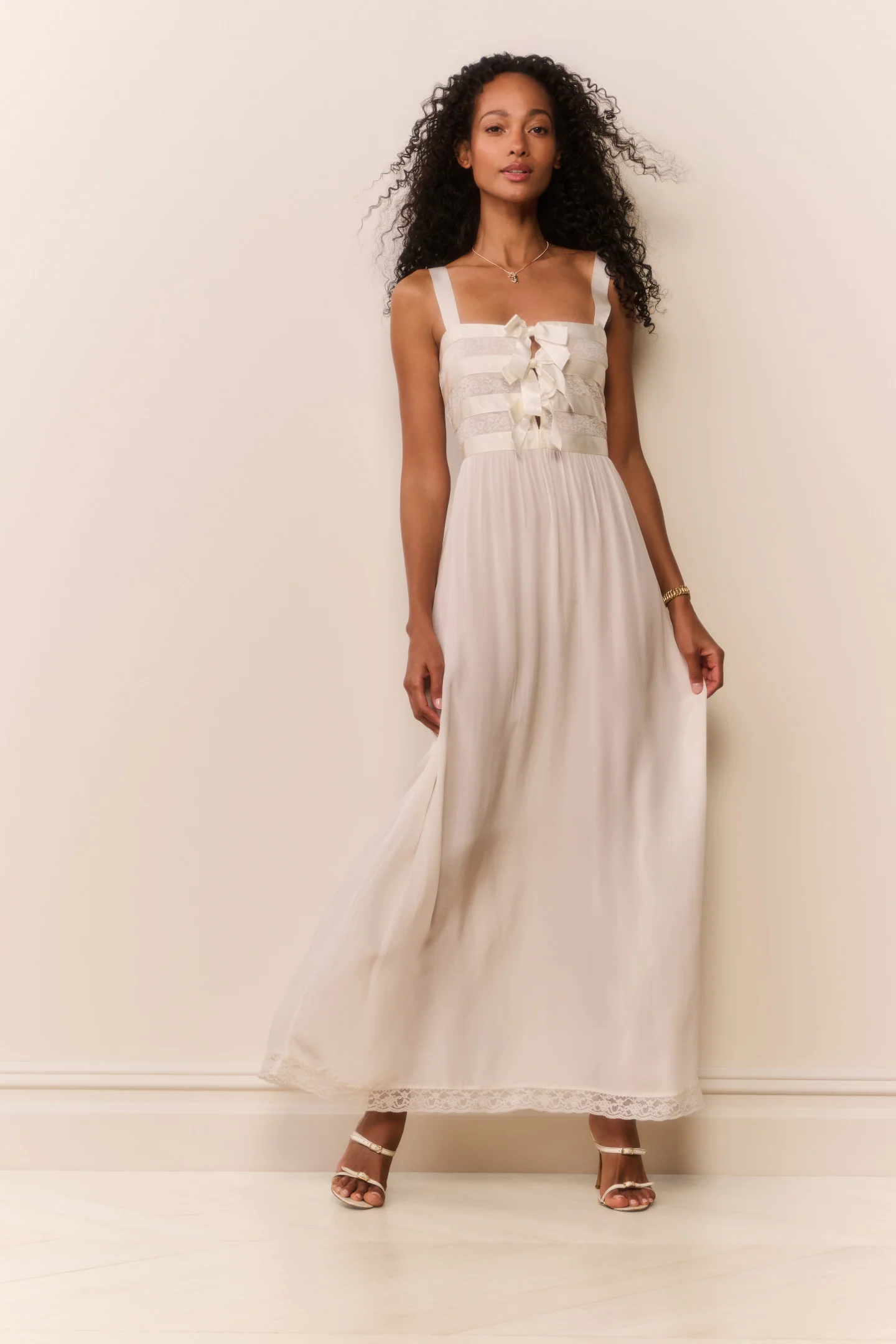 Lovelace Banded Bow Sheer Maxi Dress - Image 3