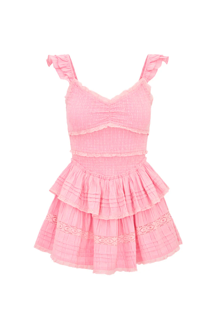 Lovine Cotton Smocked Mini Dress - STRAWBERRY SPRTIZ - Image 5