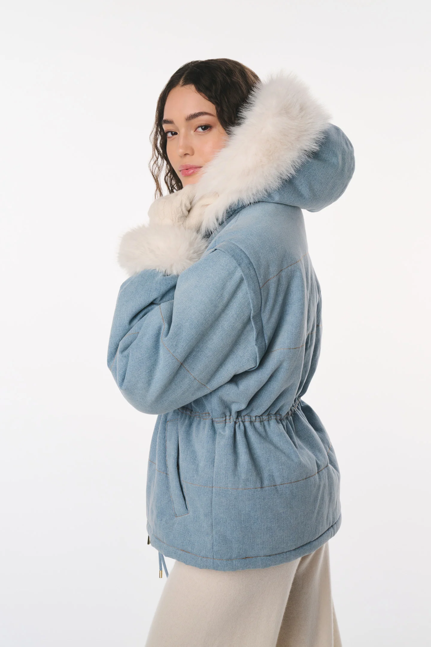 LoveShackFancy x MAX&MOI Deva Denim Convertible Jacket - Image 5