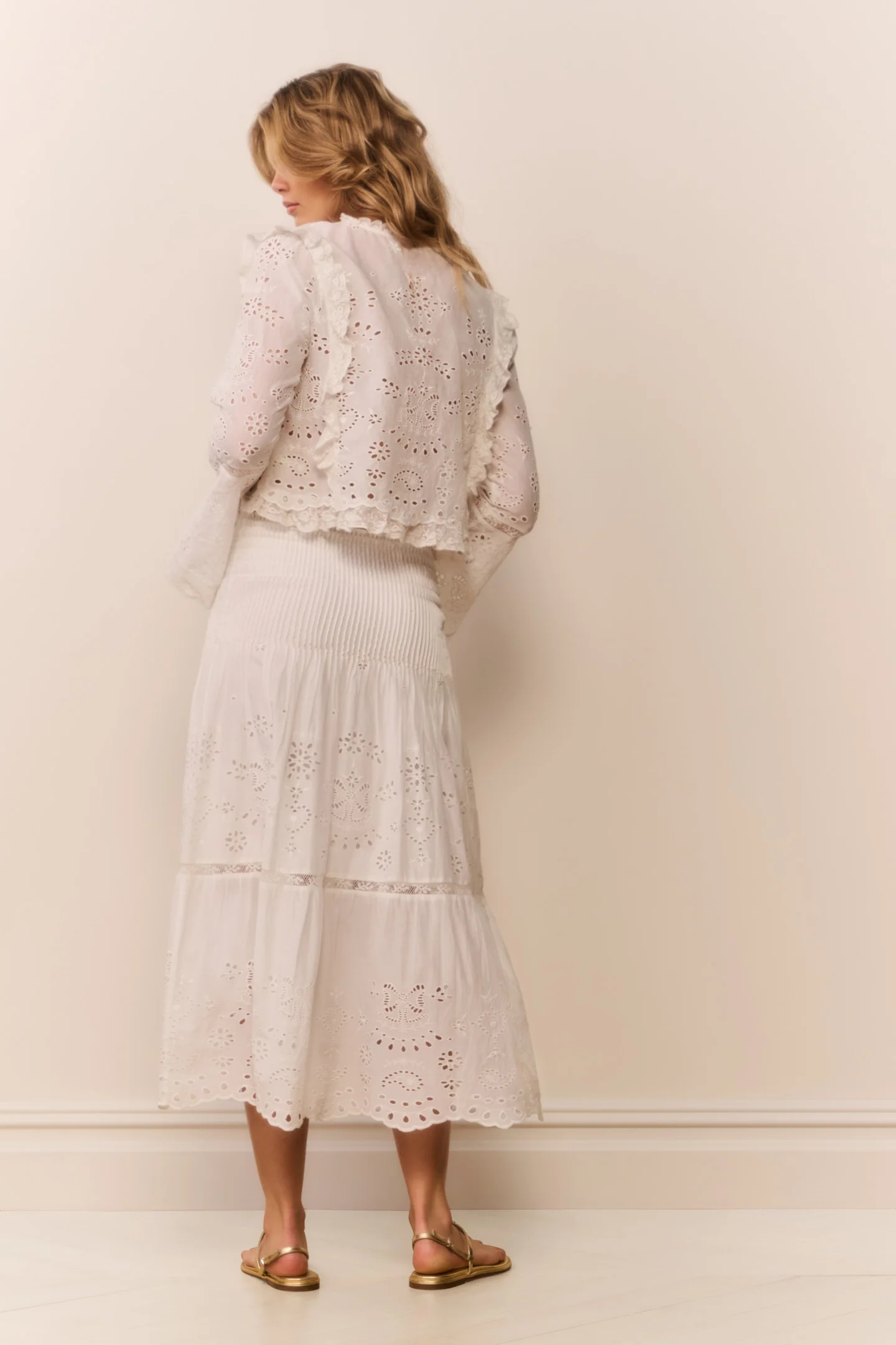 Mallow Cotton Bandana Eyelet Midi Skirt - Image 4