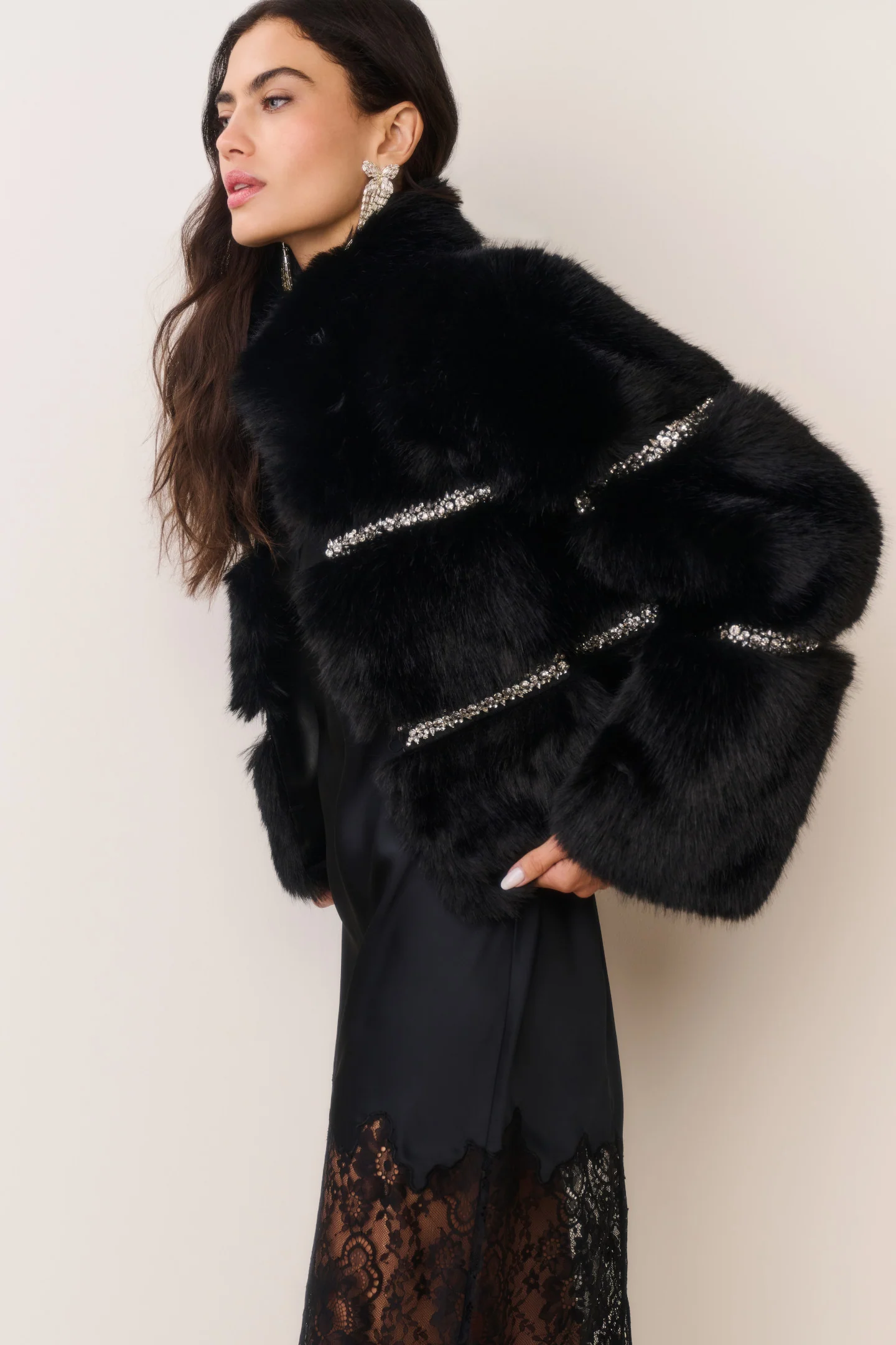 Manby Embellished Faux Fur Jacket - Image 4
