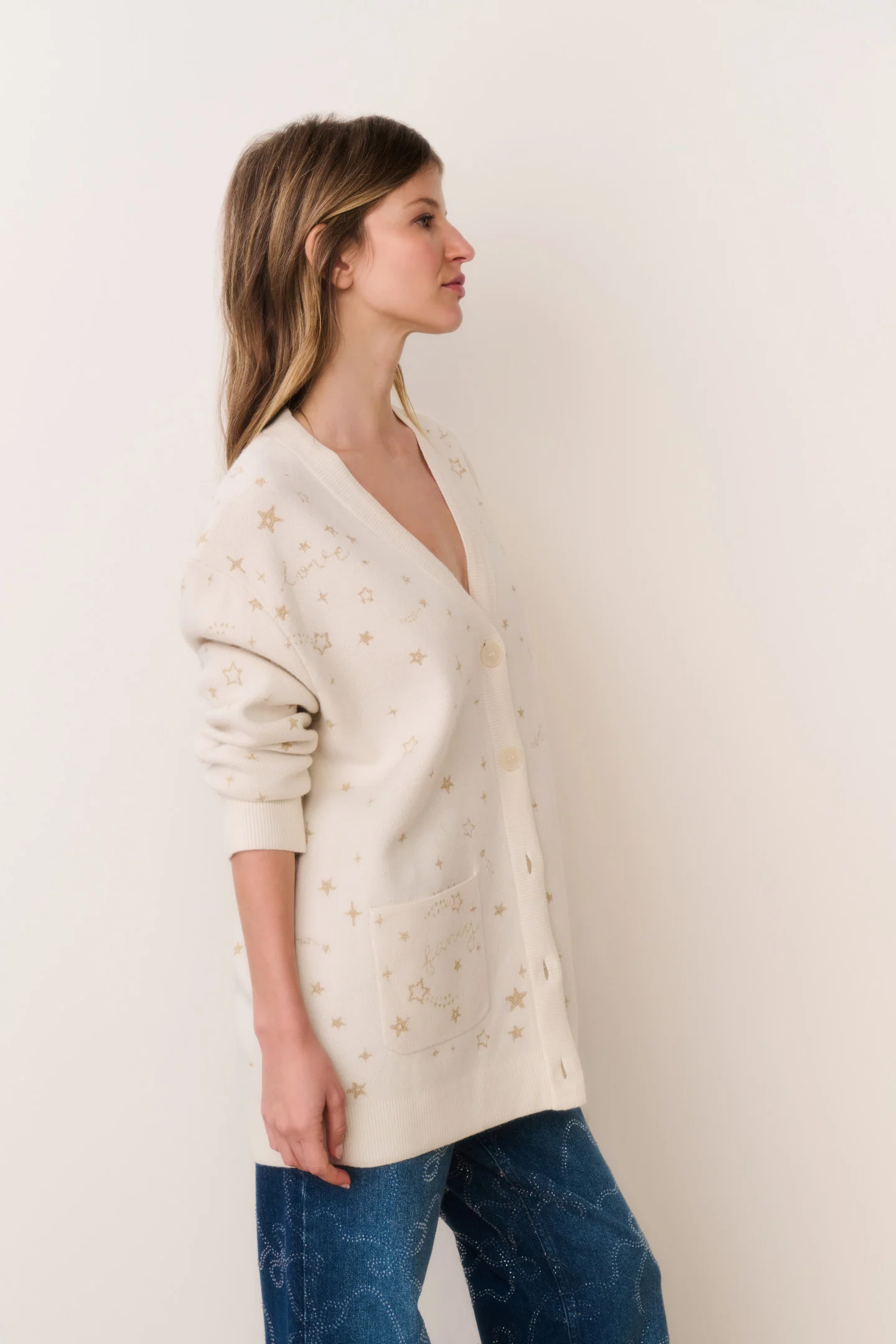 Mar Wool Celestial Jacquard Cardigan - Image 3